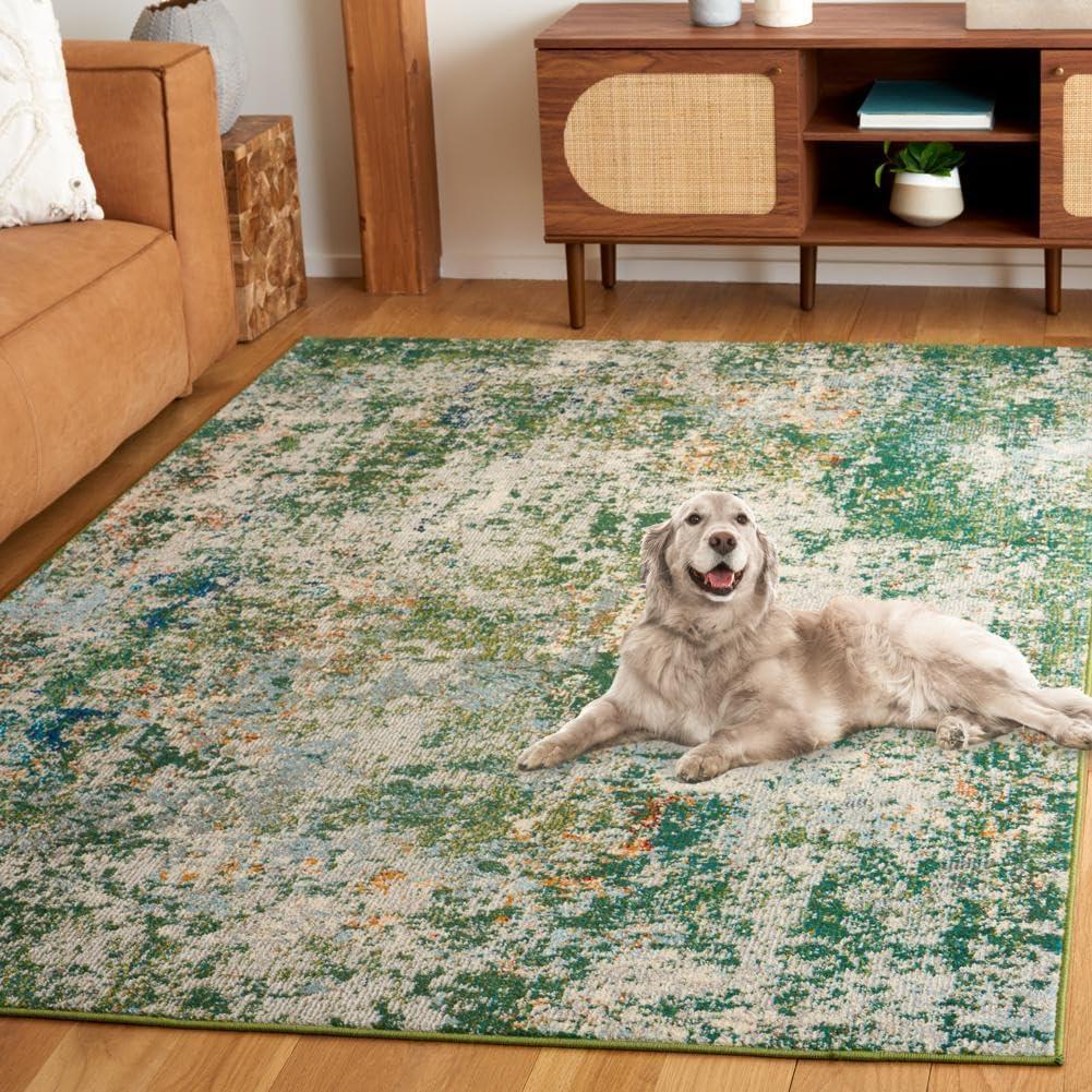 image:imageSAFAVIEH Madison Collection Area Rug 53 x 76 Grey amp Beige Modern Abstract Design NonShedding amp Easy Care Ideal for High Traffic Areas in Living Room Bedroom MAD453AGreenBlue