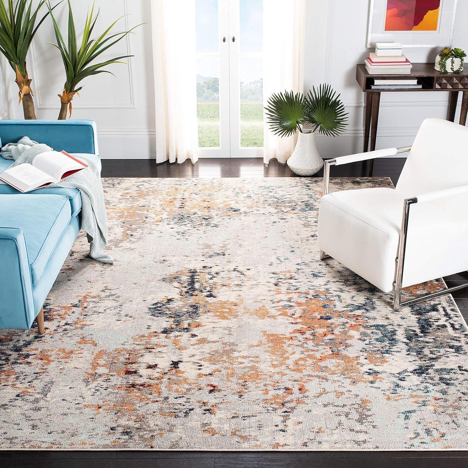 image:imageSAFAVIEH Madison Collection Area Rug 53 x 76 Grey amp Beige Modern Abstract Design NonShedding amp Easy Care Ideal for High Traffic Areas in Living Room Bedroom MAD453AGreyBeige
