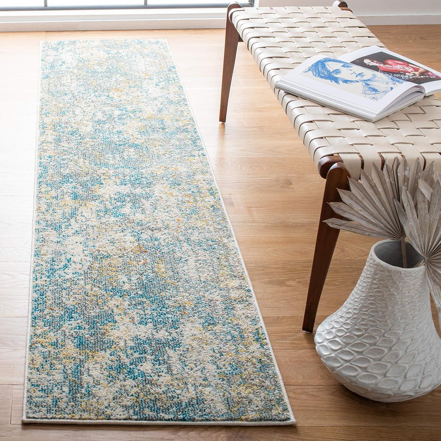 image:imageSAFAVIEH Madison Collection Area Rug 53 x 76 Grey amp Beige Modern Abstract Design NonShedding amp Easy Care Ideal for High Traffic Areas in Living Room Bedroom MAD453ATealGold