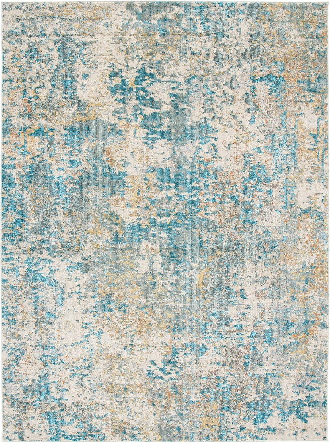 image:imageSAFAVIEH Madison Collection Area Rug 53 x 76 Grey amp Beige Modern Abstract Design NonShedding amp Easy Care Ideal for High Traffic Areas in Living Room Bedroom MAD453ATealGold