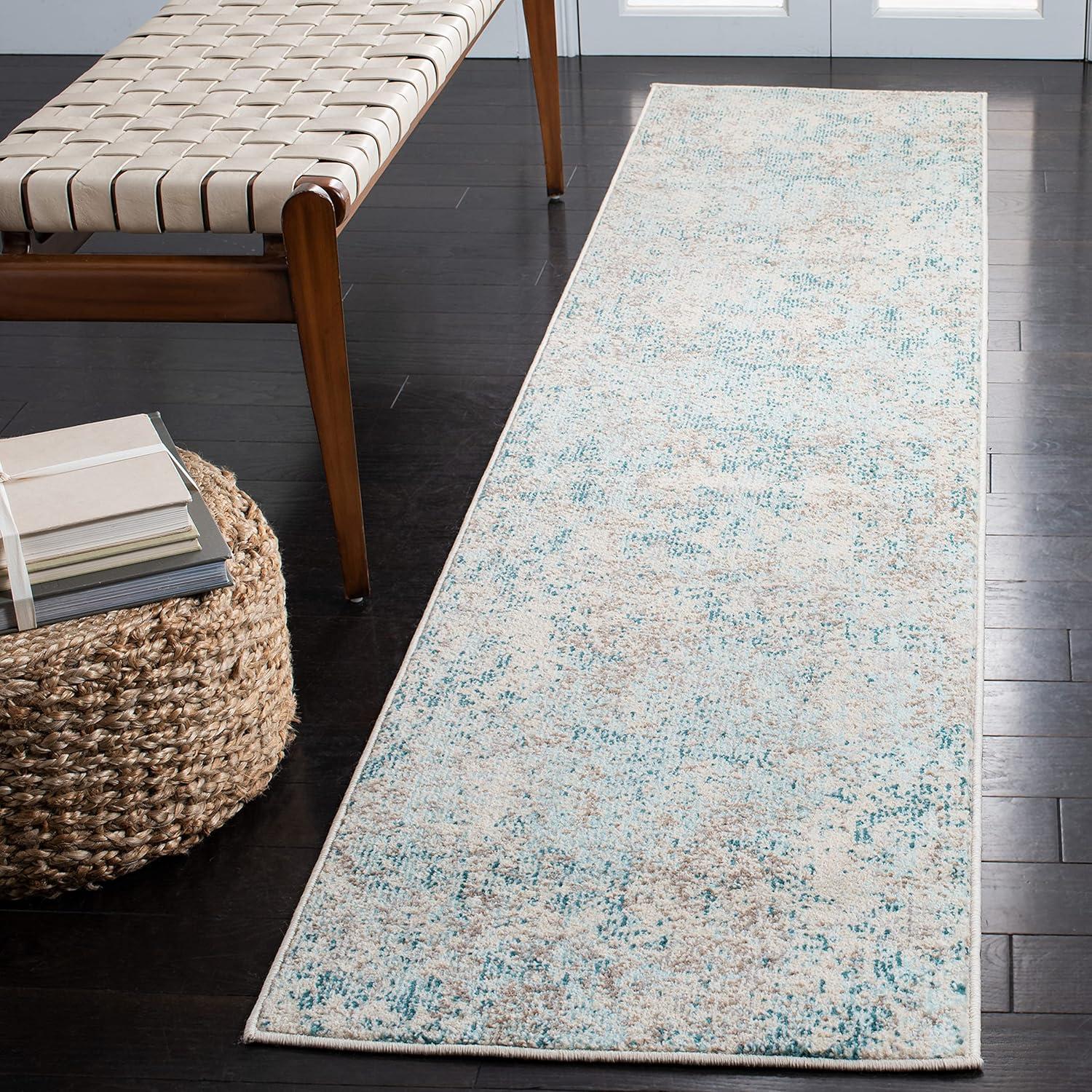 image:imageSAFAVIEH Madison Collection Area Rug 53 x 76 Grey amp Beige Modern Abstract Design NonShedding amp Easy Care Ideal for High Traffic Areas in Living Room Bedroom MAD453AIvoryTeal