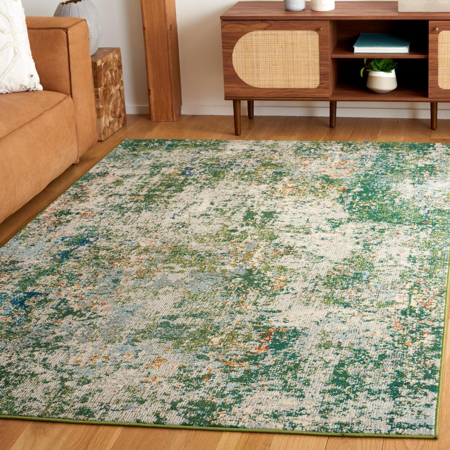 image:imageSAFAVIEH Madison Collection Area Rug 53 x 76 Grey amp Beige Modern Abstract Design NonShedding amp Easy Care Ideal for High Traffic Areas in Living Room Bedroom MAD453AGreenBlue