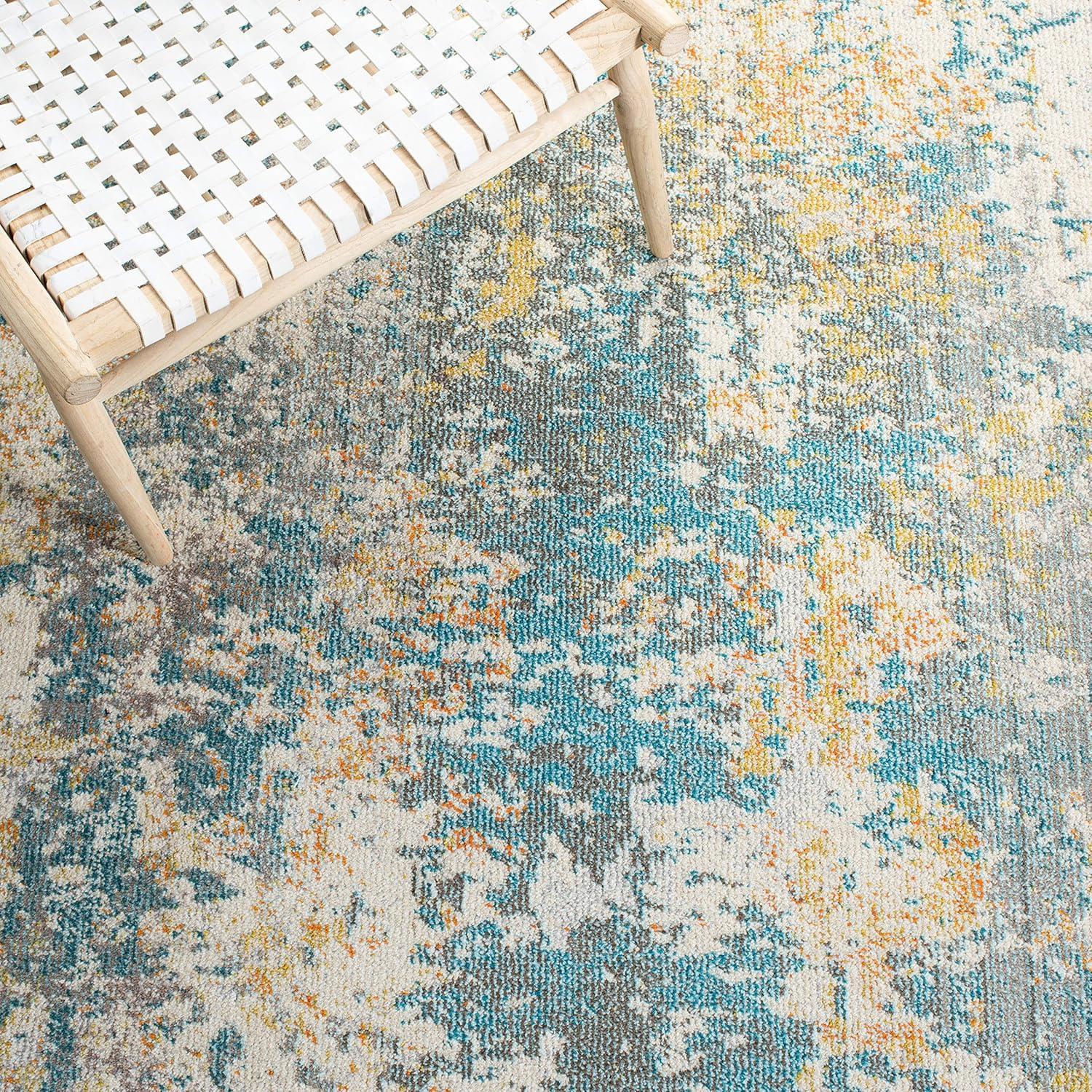 image:imageSAFAVIEH Madison Collection Area Rug 53 x 76 Grey amp Beige Modern Abstract Design NonShedding amp Easy Care Ideal for High Traffic Areas in Living Room Bedroom MAD453ATealGold