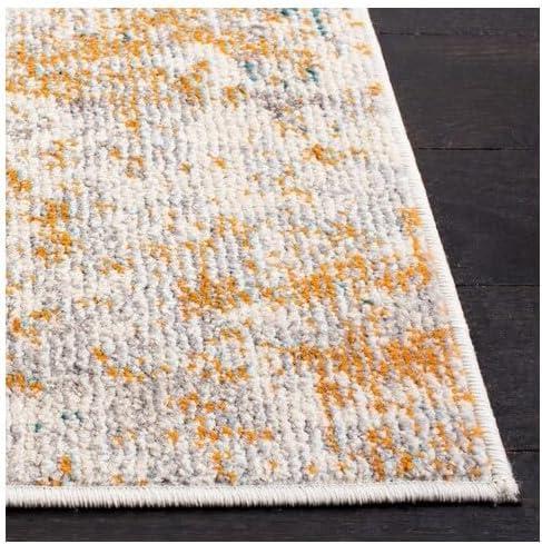 image:imageSAFAVIEH Madison Collection Area Rug 53 x 76 Grey amp Beige Modern Abstract Design NonShedding amp Easy Care Ideal for High Traffic Areas in Living Room Bedroom MAD453AIvoryOrange