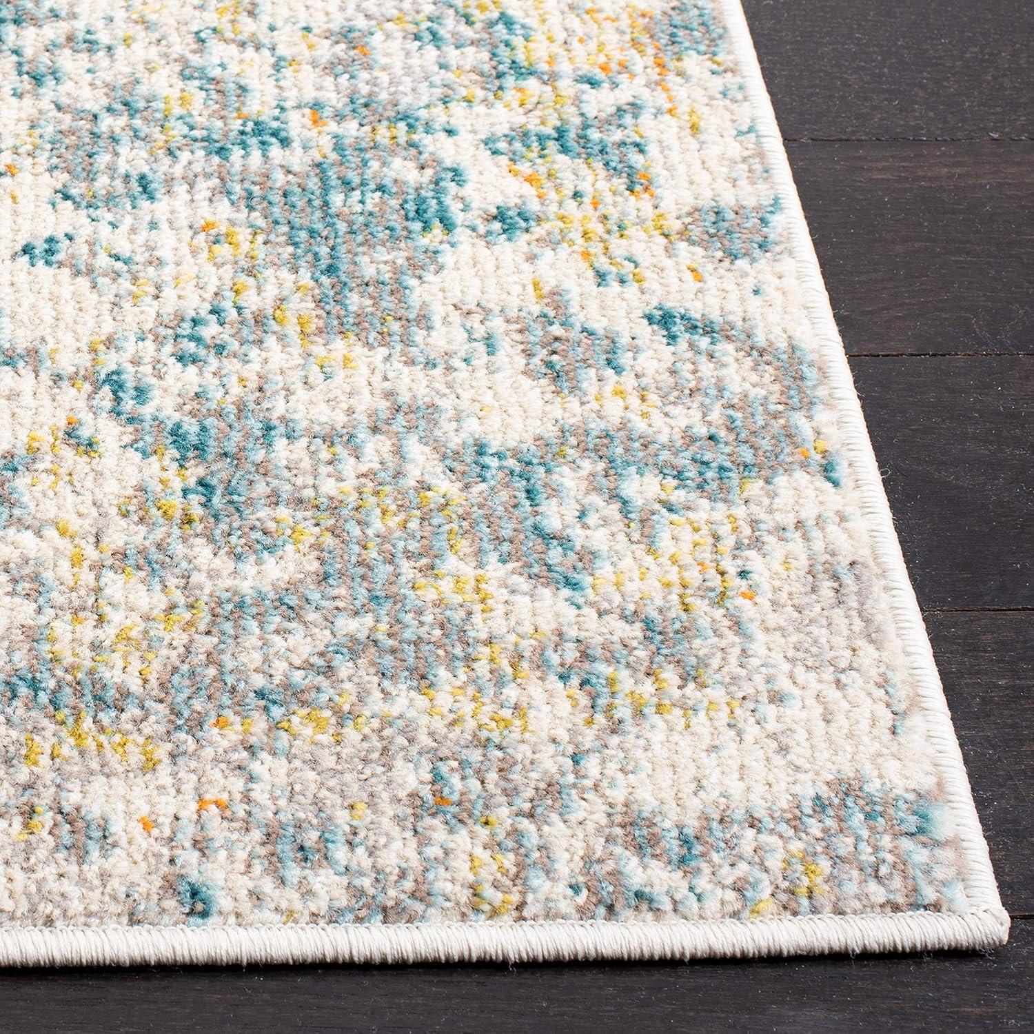 image:imageSAFAVIEH Madison Collection Area Rug 53 x 76 Grey amp Beige Modern Abstract Design NonShedding amp Easy Care Ideal for High Traffic Areas in Living Room Bedroom MAD453ATealGold