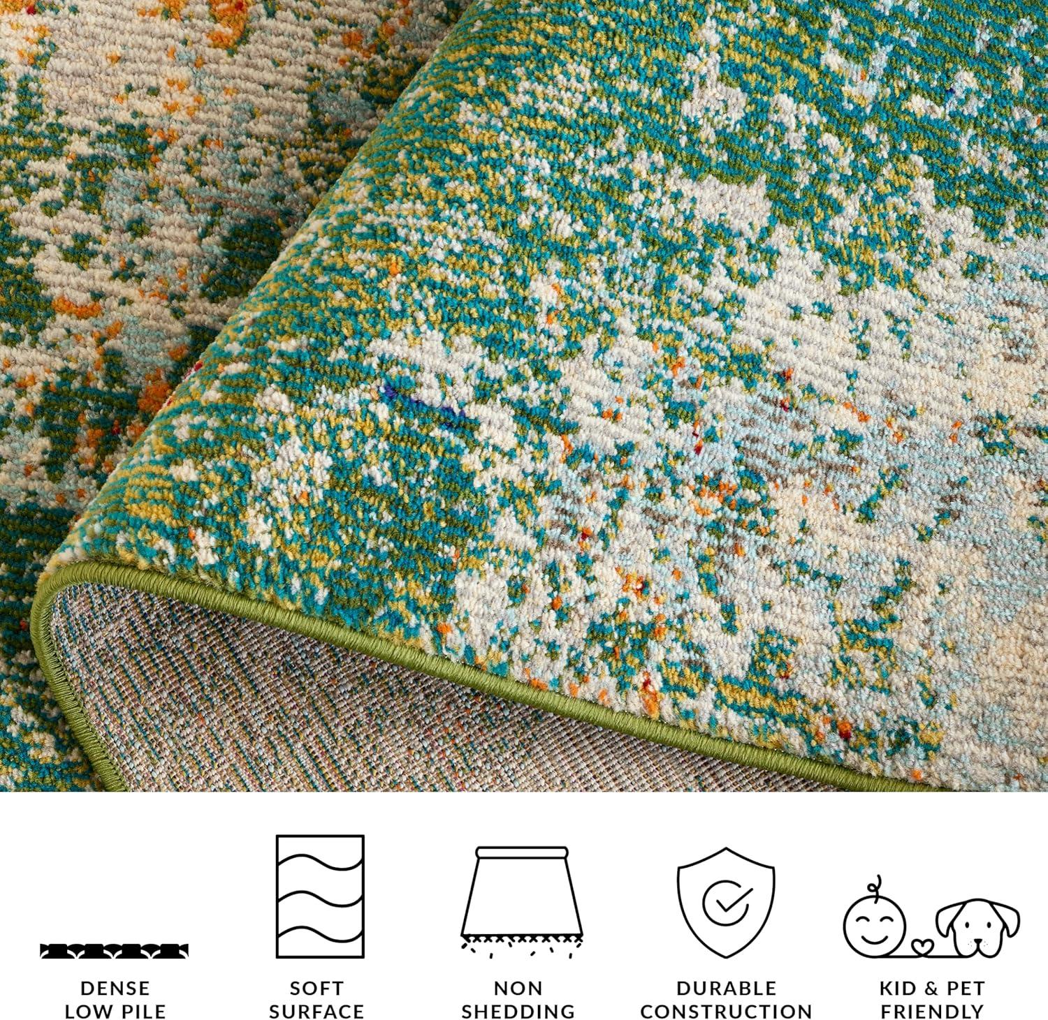 image:imageSAFAVIEH Madison Collection Area Rug 53 x 76 Grey amp Beige Modern Abstract Design NonShedding amp Easy Care Ideal for High Traffic Areas in Living Room Bedroom MAD453AGreenBlue