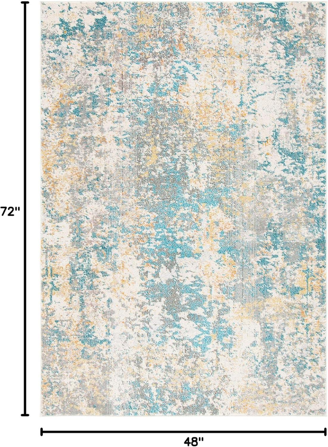 image:imageSAFAVIEH Madison Collection Area Rug 53 x 76 Grey amp Beige Modern Abstract Design NonShedding amp Easy Care Ideal for High Traffic Areas in Living Room Bedroom MAD453ATealGold