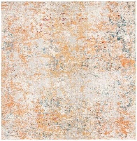 image:imageSAFAVIEH Madison Collection Area Rug 53 x 76 Grey amp Beige Modern Abstract Design NonShedding amp Easy Care Ideal for High Traffic Areas in Living Room Bedroom MAD453AIvoryOrange