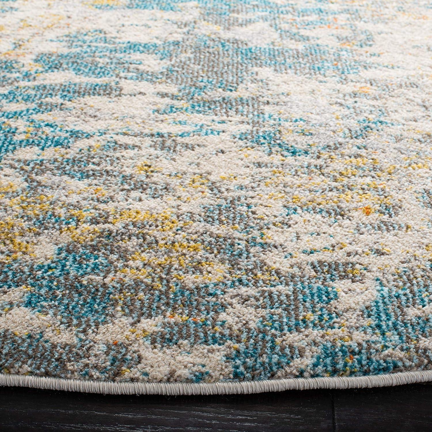 image:imageSAFAVIEH Madison Collection Area Rug 53 x 76 Grey amp Beige Modern Abstract Design NonShedding amp Easy Care Ideal for High Traffic Areas in Living Room Bedroom MAD453ATealGold