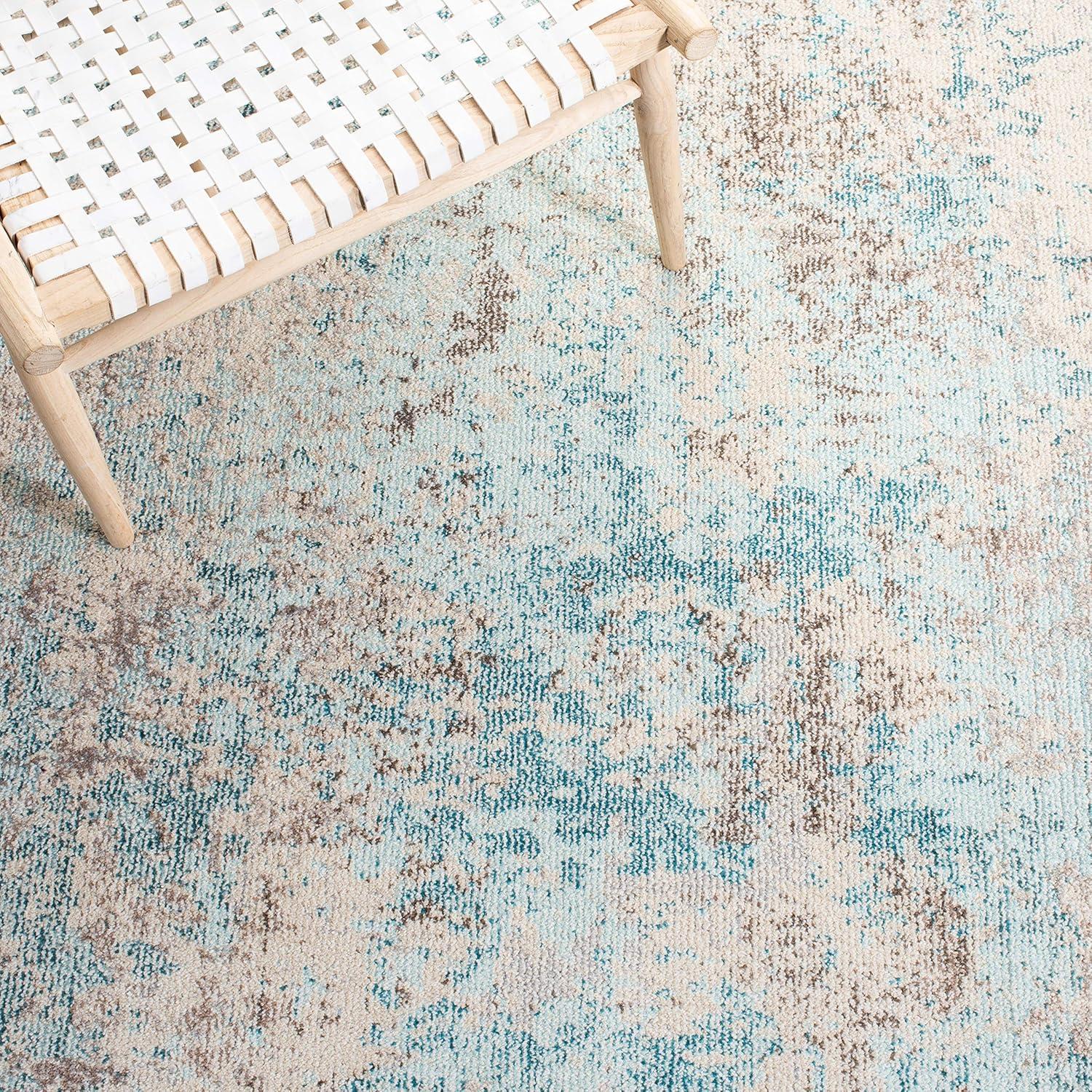 image:imageSAFAVIEH Madison Collection Area Rug 53 x 76 Grey amp Beige Modern Abstract Design NonShedding amp Easy Care Ideal for High Traffic Areas in Living Room Bedroom MAD453AIvoryTeal