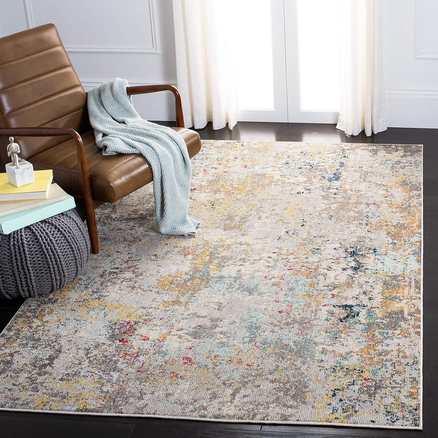 image:imageSAFAVIEH Madison Collection Area Rug 53 x 76 Grey amp Beige Modern Abstract Design NonShedding amp Easy Care Ideal for High Traffic Areas in Living Room Bedroom MAD453AGreyGold