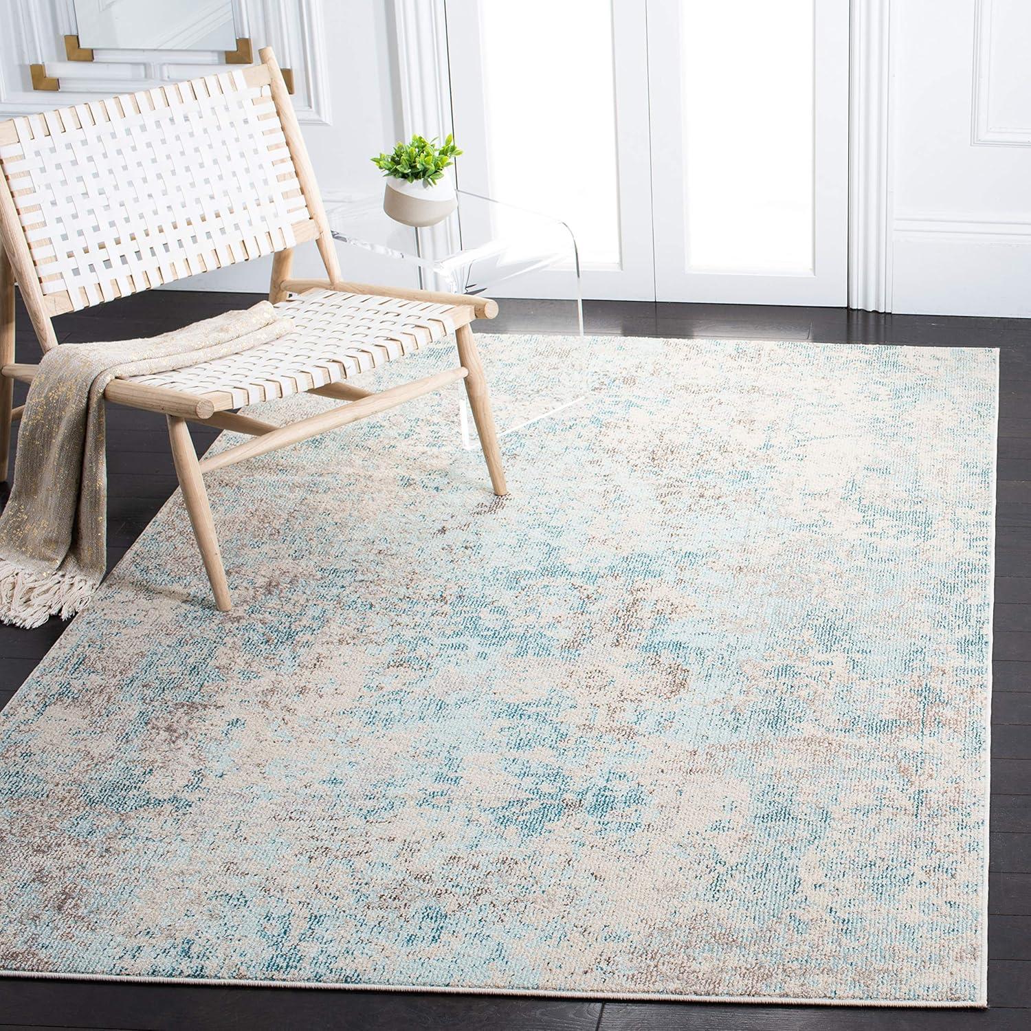 image:imageSAFAVIEH Madison Collection Area Rug 53 x 76 Grey amp Beige Modern Abstract Design NonShedding amp Easy Care Ideal for High Traffic Areas in Living Room Bedroom MAD453AIvoryTeal