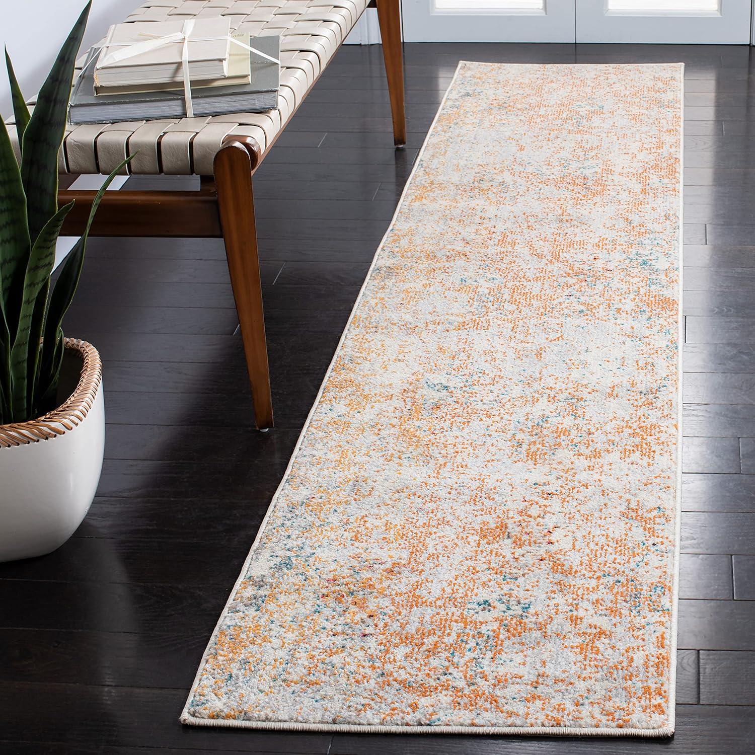 image:imageSAFAVIEH Madison Collection Area Rug 53 x 76 Grey amp Beige Modern Abstract Design NonShedding amp Easy Care Ideal for High Traffic Areas in Living Room Bedroom MAD453AIvoryOrange