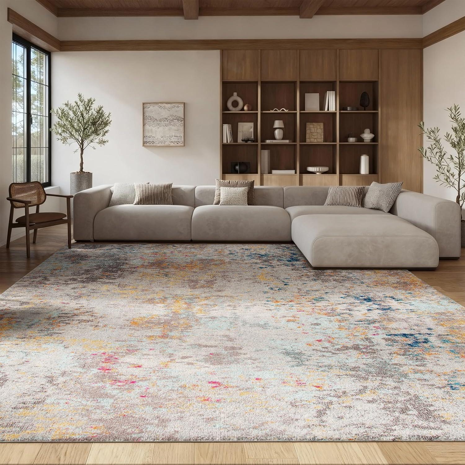 image:imageSAFAVIEH Madison Collection Area Rug 53 x 76 Grey amp Beige Modern Abstract Design NonShedding amp Easy Care Ideal for High Traffic Areas in Living Room Bedroom MAD453AGreyGold