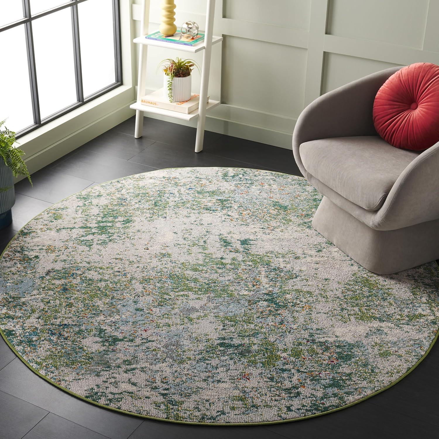 image:imageSAFAVIEH Madison Collection Area Rug 53 x 76 Grey amp Beige Modern Abstract Design NonShedding amp Easy Care Ideal for High Traffic Areas in Living Room Bedroom MAD453AGreenBlue
