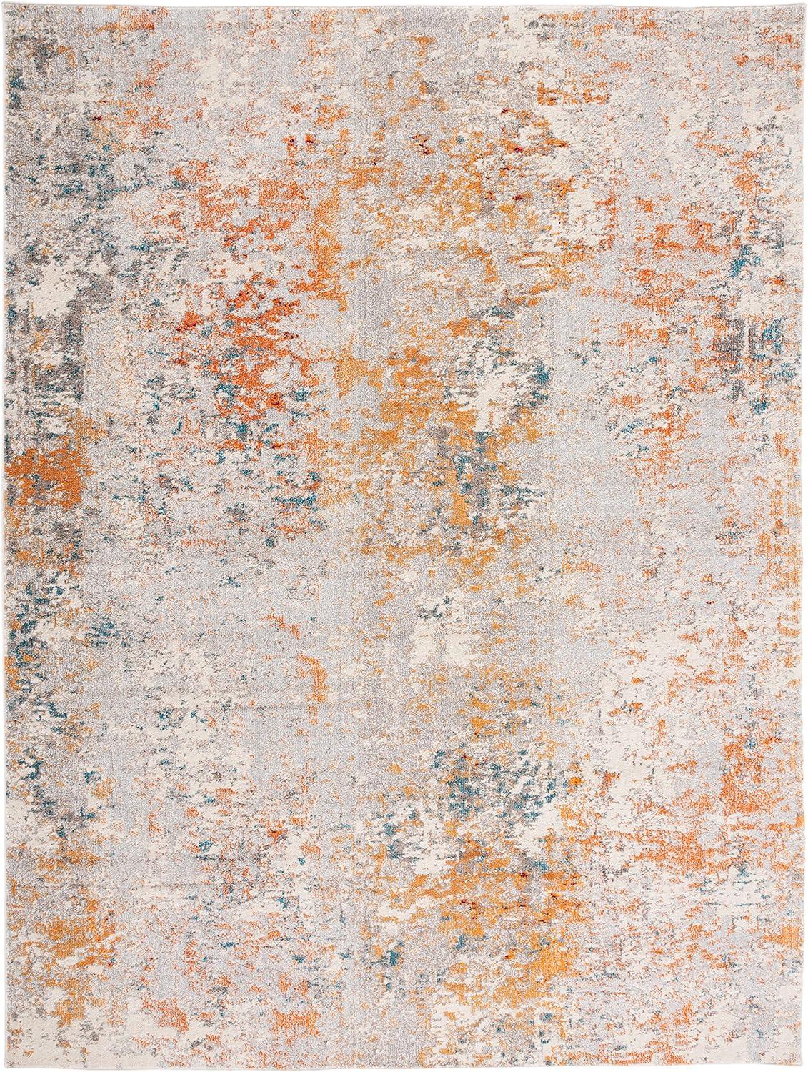 image:imageSAFAVIEH Madison Collection Area Rug 53 x 76 Grey amp Beige Modern Abstract Design NonShedding amp Easy Care Ideal for High Traffic Areas in Living Room Bedroom MAD453AIvoryOrange