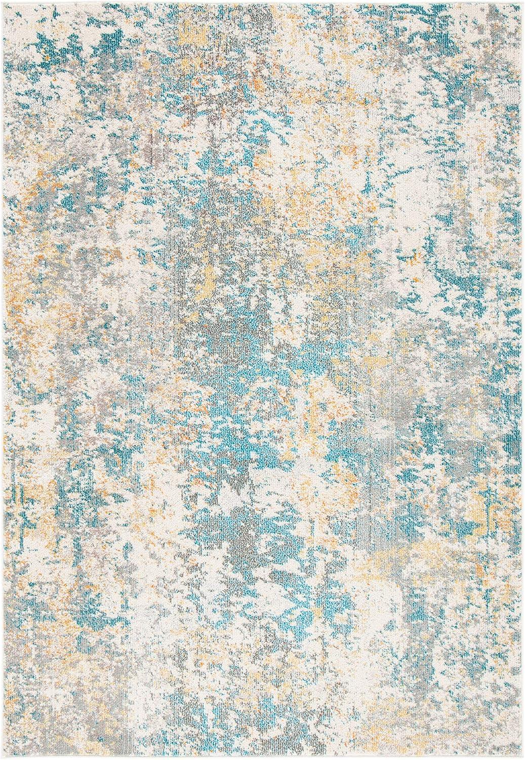 image:imageSAFAVIEH Madison Collection Area Rug 53 x 76 Grey amp Beige Modern Abstract Design NonShedding amp Easy Care Ideal for High Traffic Areas in Living Room Bedroom MAD453ATealGold