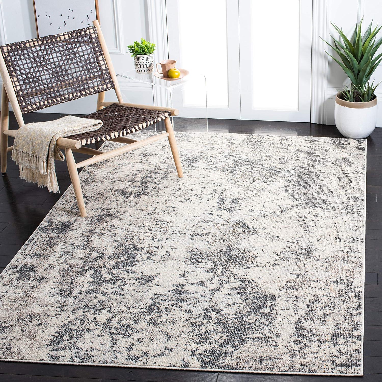 image:imageSAFAVIEH Madison Collection Area Rug 53 x 76 Grey amp Beige Modern Abstract Design NonShedding amp Easy Care Ideal for High Traffic Areas in Living Room Bedroom MAD453AGreyIvory