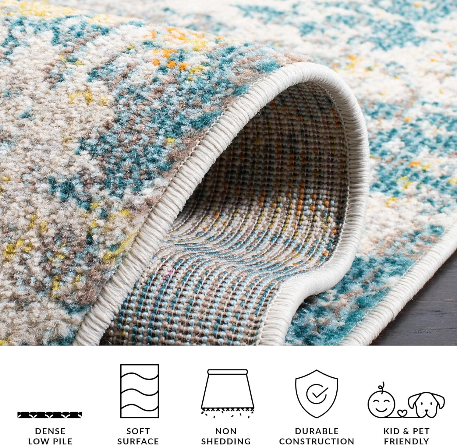 image:imageSAFAVIEH Madison Collection Area Rug 53 x 76 Grey amp Beige Modern Abstract Design NonShedding amp Easy Care Ideal for High Traffic Areas in Living Room Bedroom MAD453ATealGold