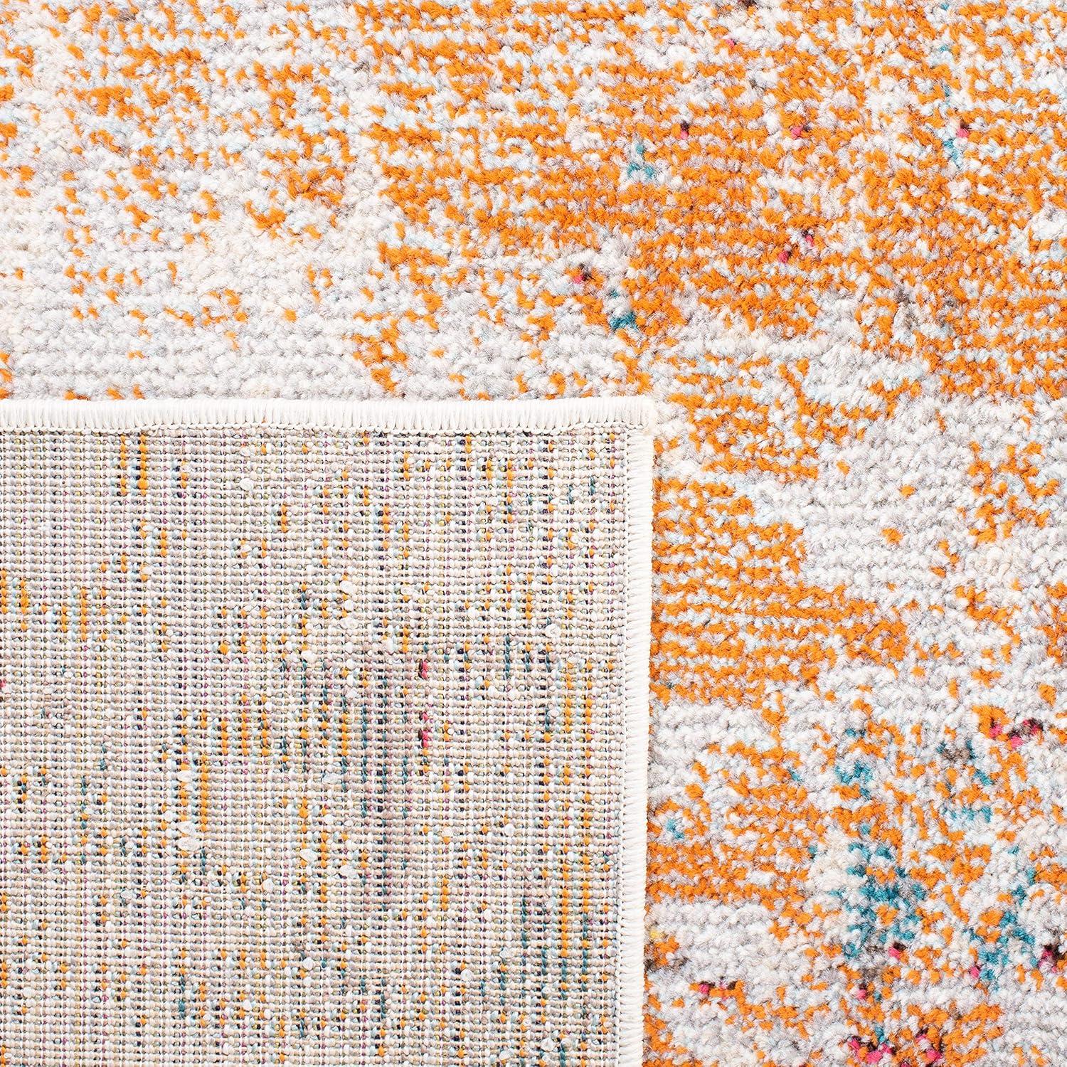 image:imageSAFAVIEH Madison Collection Area Rug 53 x 76 Grey amp Beige Modern Abstract Design NonShedding amp Easy Care Ideal for High Traffic Areas in Living Room Bedroom MAD453AIvoryOrange