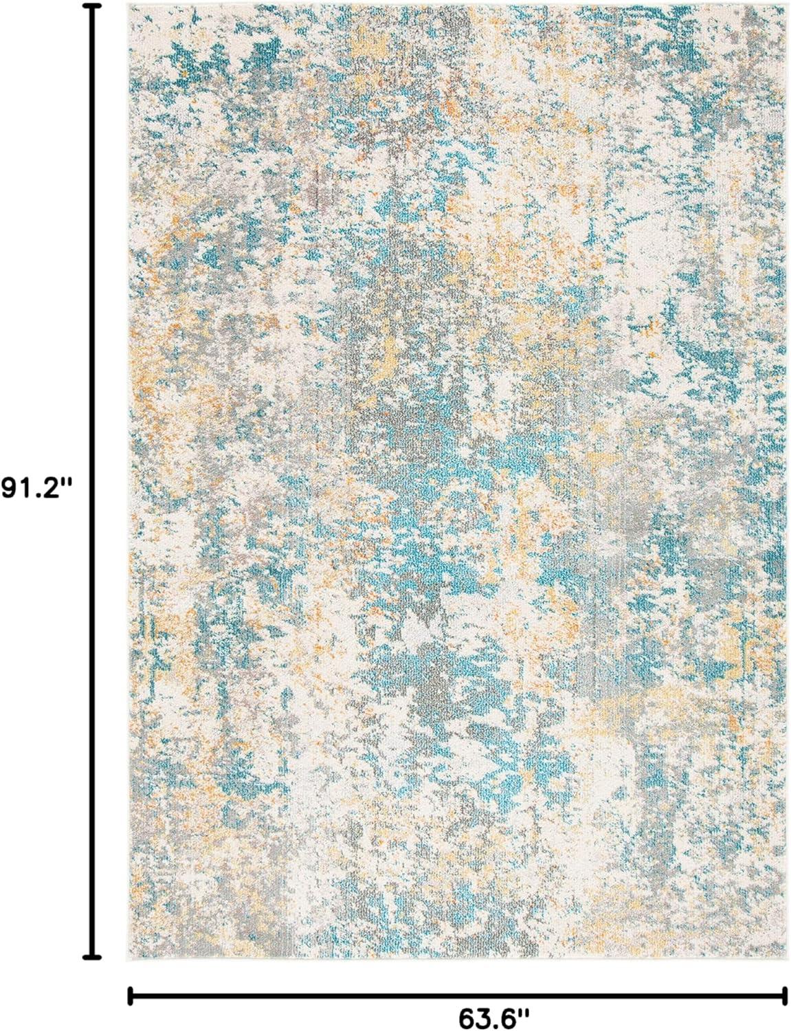 image:imageSAFAVIEH Madison Collection Area Rug 53 x 76 Grey amp Beige Modern Abstract Design NonShedding amp Easy Care Ideal for High Traffic Areas in Living Room Bedroom MAD453ATealGold