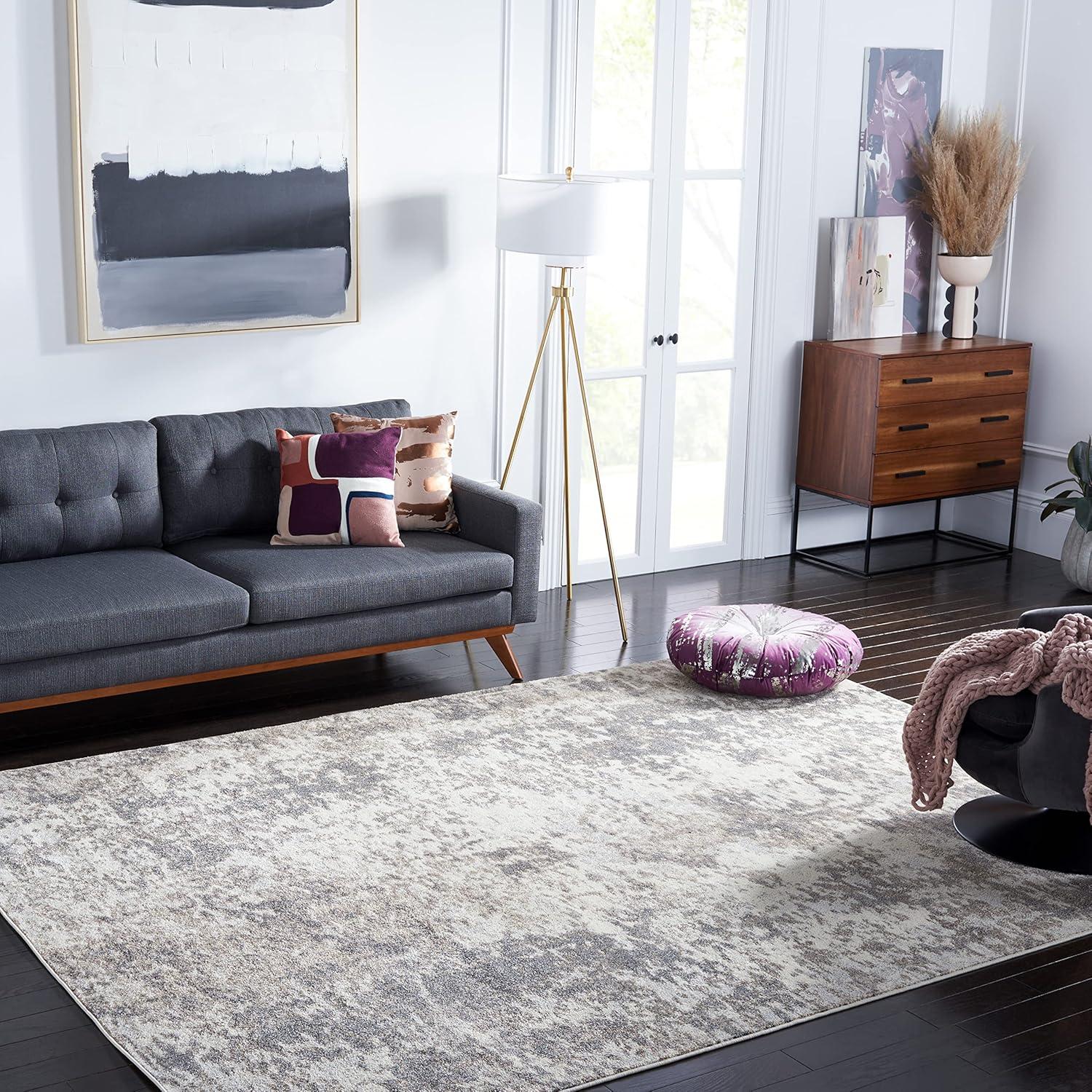 image:imageSAFAVIEH Madison Collection Area Rug 53 x 76 Grey amp Beige Modern Abstract Design NonShedding amp Easy Care Ideal for High Traffic Areas in Living Room Bedroom MAD453AGreyIvory