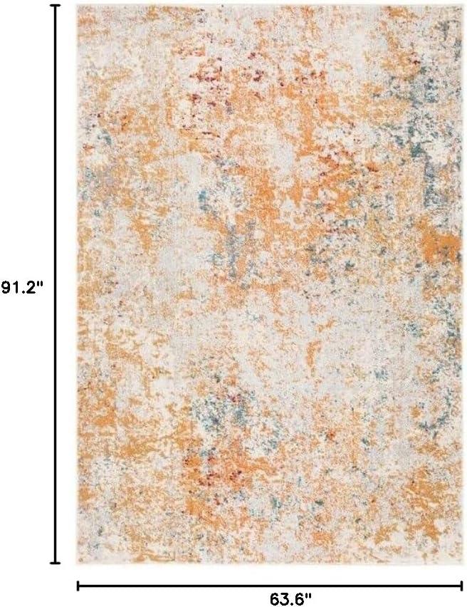 image:imageSAFAVIEH Madison Collection Area Rug 53 x 76 Grey amp Beige Modern Abstract Design NonShedding amp Easy Care Ideal for High Traffic Areas in Living Room Bedroom MAD453AIvoryOrange