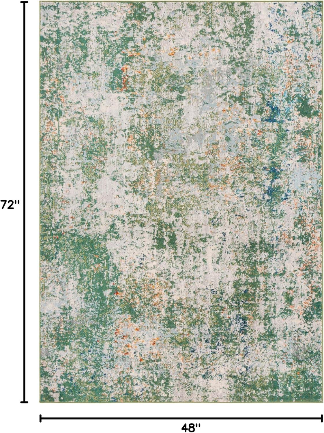 image:imageSAFAVIEH Madison Collection Area Rug 53 x 76 Grey amp Beige Modern Abstract Design NonShedding amp Easy Care Ideal for High Traffic Areas in Living Room Bedroom MAD453AGreenBlue