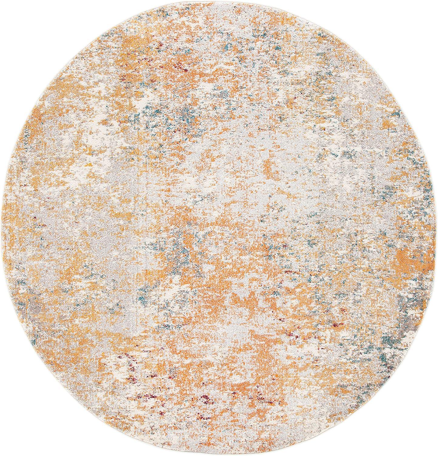 image:imageSAFAVIEH Madison Collection Area Rug 53 x 76 Grey amp Beige Modern Abstract Design NonShedding amp Easy Care Ideal for High Traffic Areas in Living Room Bedroom MAD453AIvoryOrange