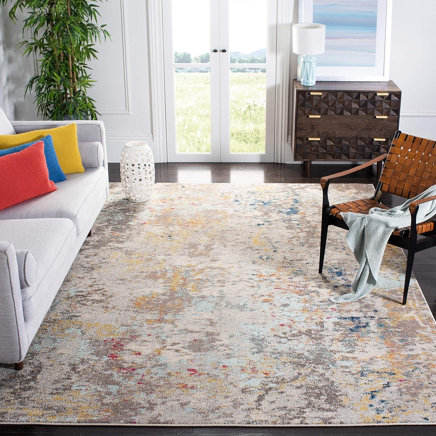 image:imageSAFAVIEH Madison Collection Area Rug 53 x 76 Grey amp Beige Modern Abstract Design NonShedding amp Easy Care Ideal for High Traffic Areas in Living Room Bedroom MAD453AGreyGold