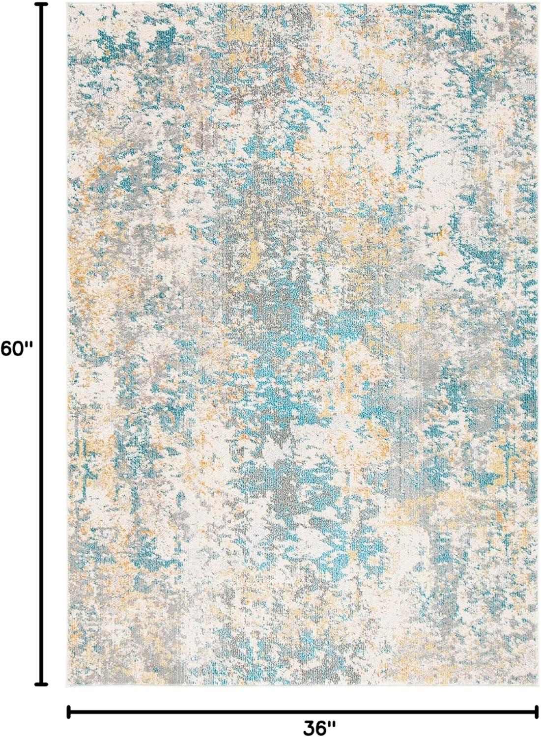 image:imageSAFAVIEH Madison Collection Area Rug 53 x 76 Grey amp Beige Modern Abstract Design NonShedding amp Easy Care Ideal for High Traffic Areas in Living Room Bedroom MAD453ATealGold