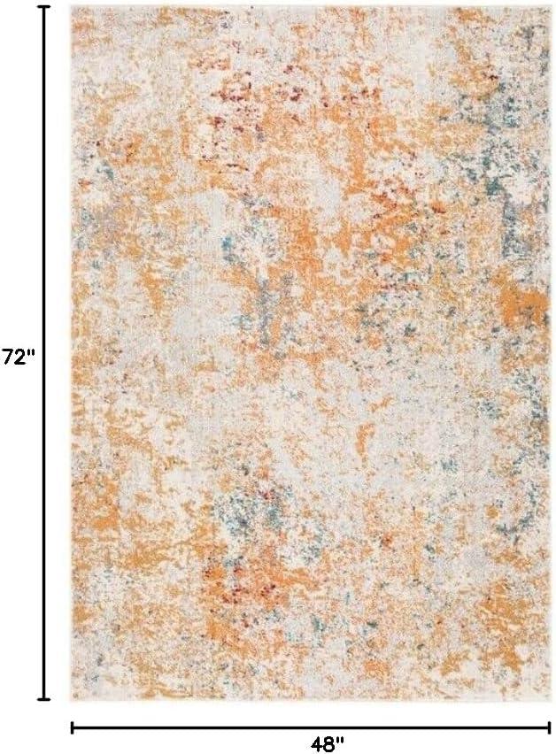 image:imageSAFAVIEH Madison Collection Area Rug 53 x 76 Grey amp Beige Modern Abstract Design NonShedding amp Easy Care Ideal for High Traffic Areas in Living Room Bedroom MAD453AIvoryOrange