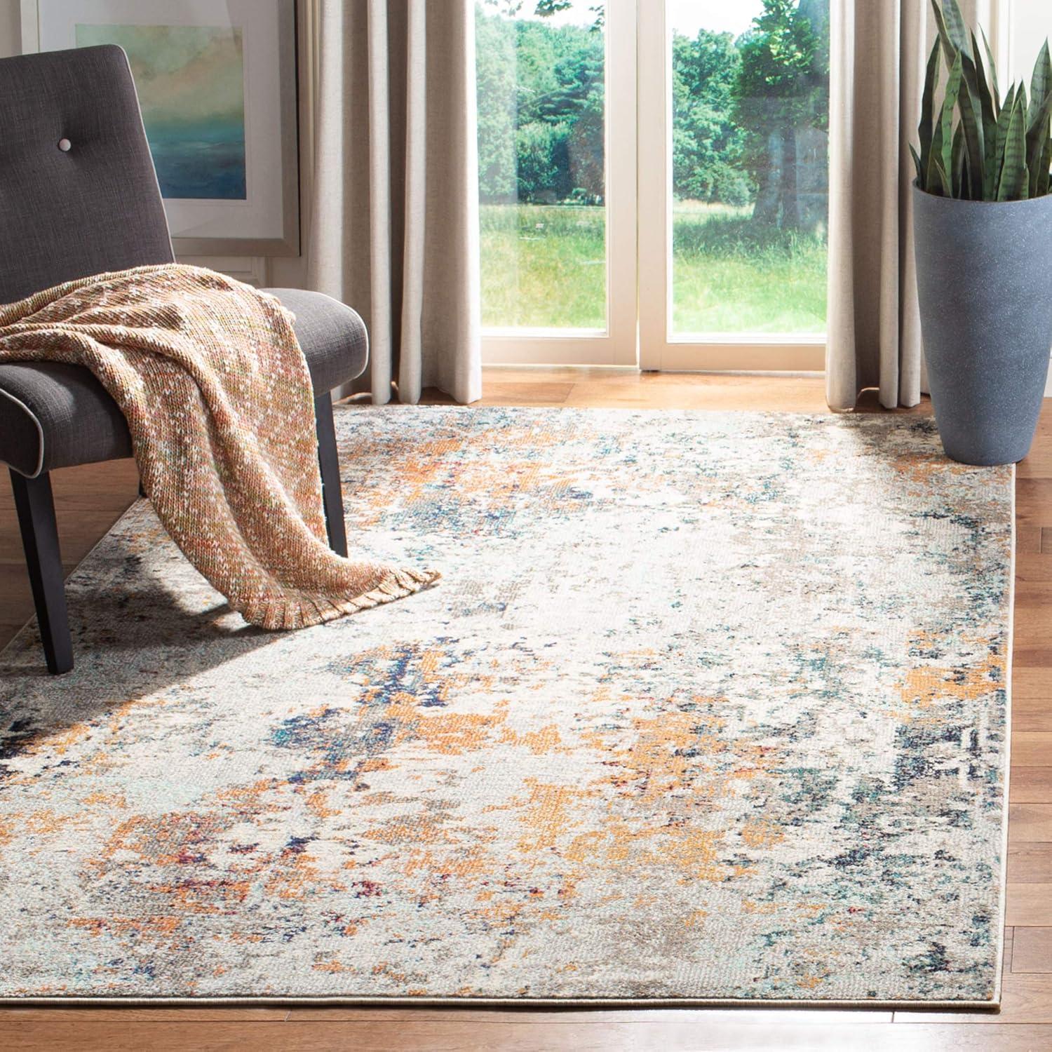 image:imageSAFAVIEH Madison Collection Area Rug 53 x 76 Grey amp Beige Modern Abstract Design NonShedding amp Easy Care Ideal for High Traffic Areas in Living Room Bedroom MAD453AGreyBeige