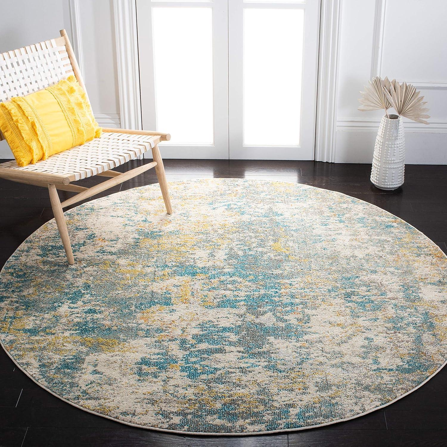 image:imageSAFAVIEH Madison Collection Area Rug 53 x 76 Grey amp Beige Modern Abstract Design NonShedding amp Easy Care Ideal for High Traffic Areas in Living Room Bedroom MAD453ATealGold