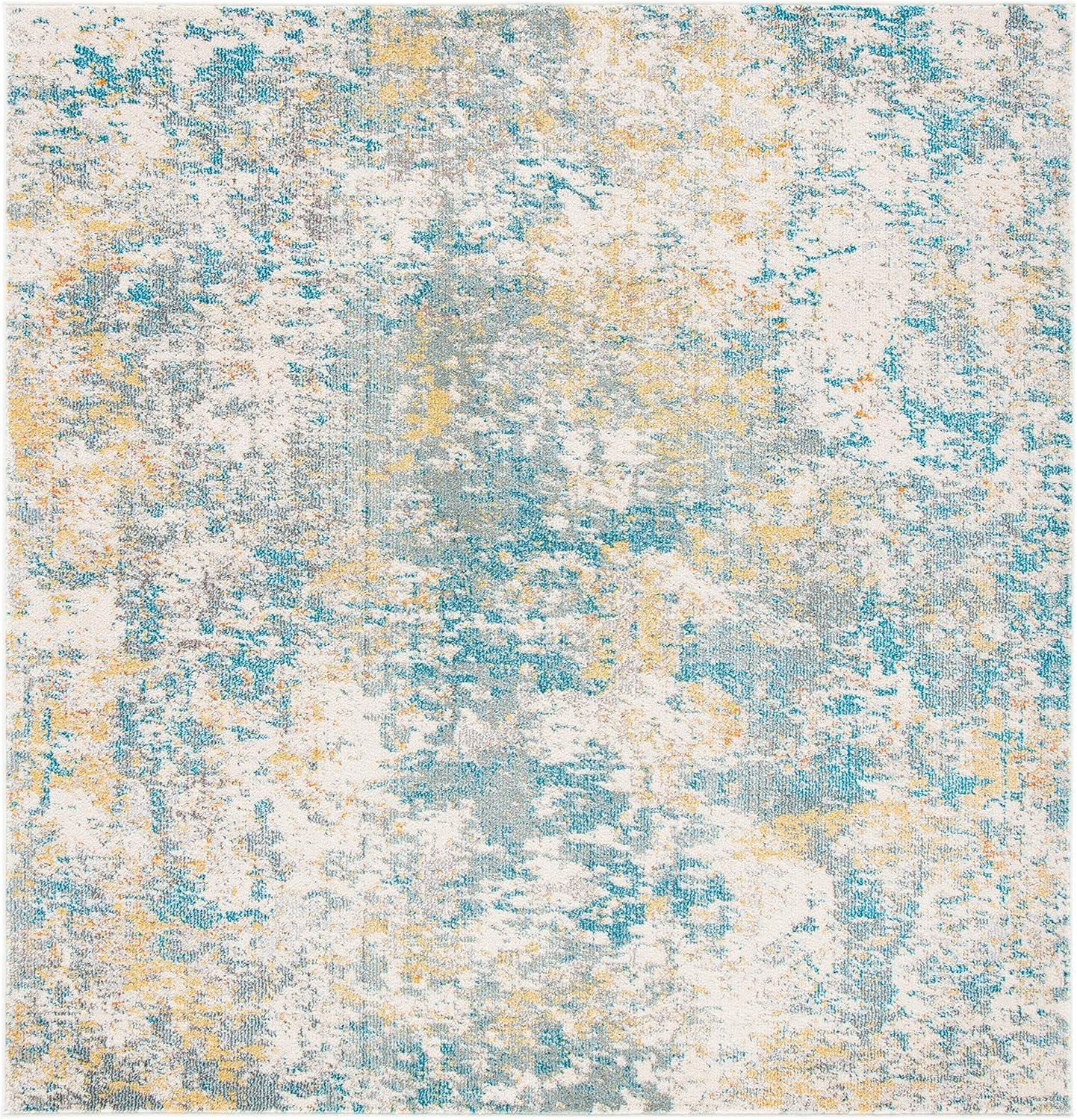 image:imageSAFAVIEH Madison Collection Area Rug 53 x 76 Grey amp Beige Modern Abstract Design NonShedding amp Easy Care Ideal for High Traffic Areas in Living Room Bedroom MAD453ATealGold