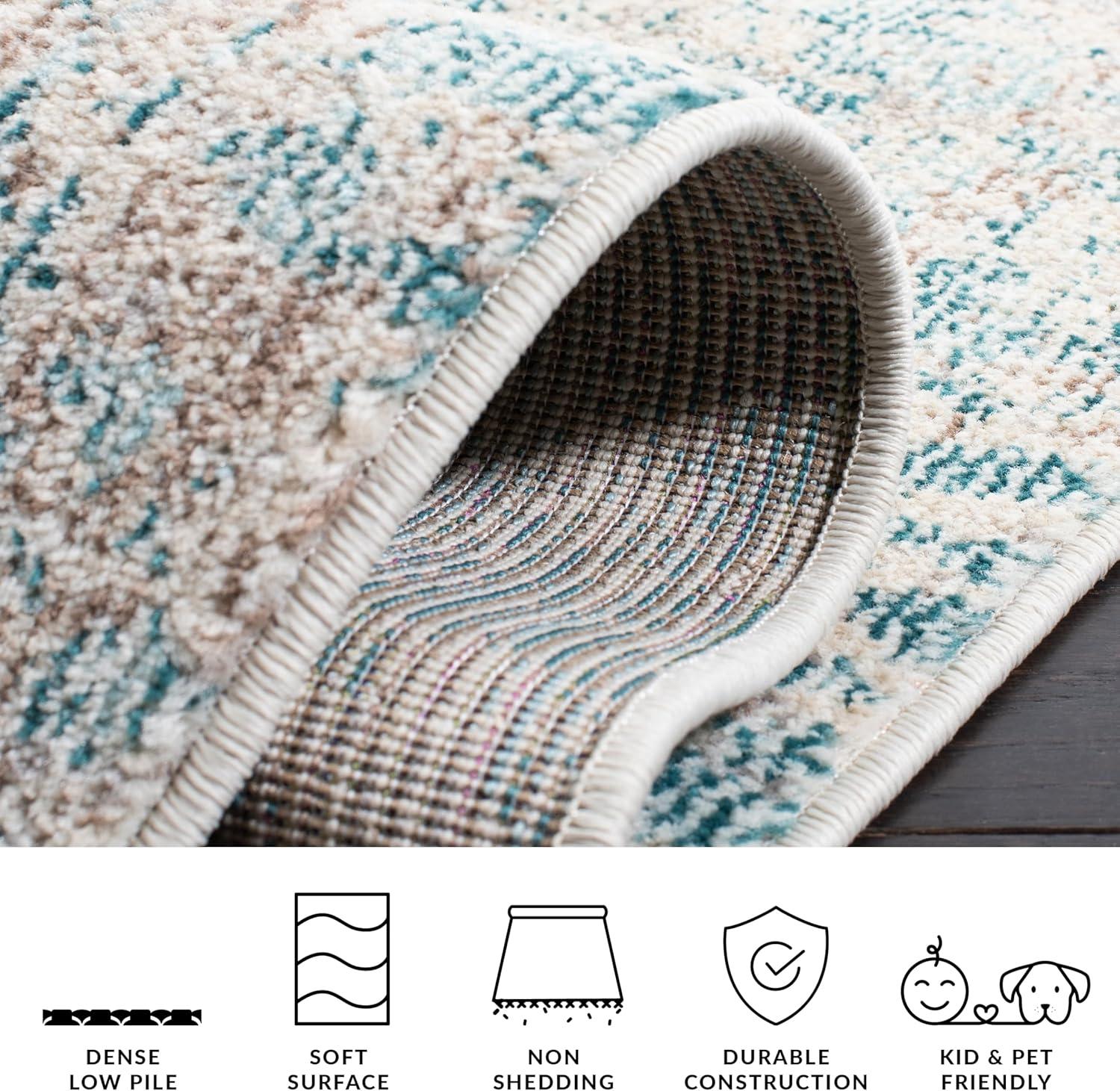 image:imageSAFAVIEH Madison Collection Area Rug 53 x 76 Grey amp Beige Modern Abstract Design NonShedding amp Easy Care Ideal for High Traffic Areas in Living Room Bedroom MAD453AIvoryTeal