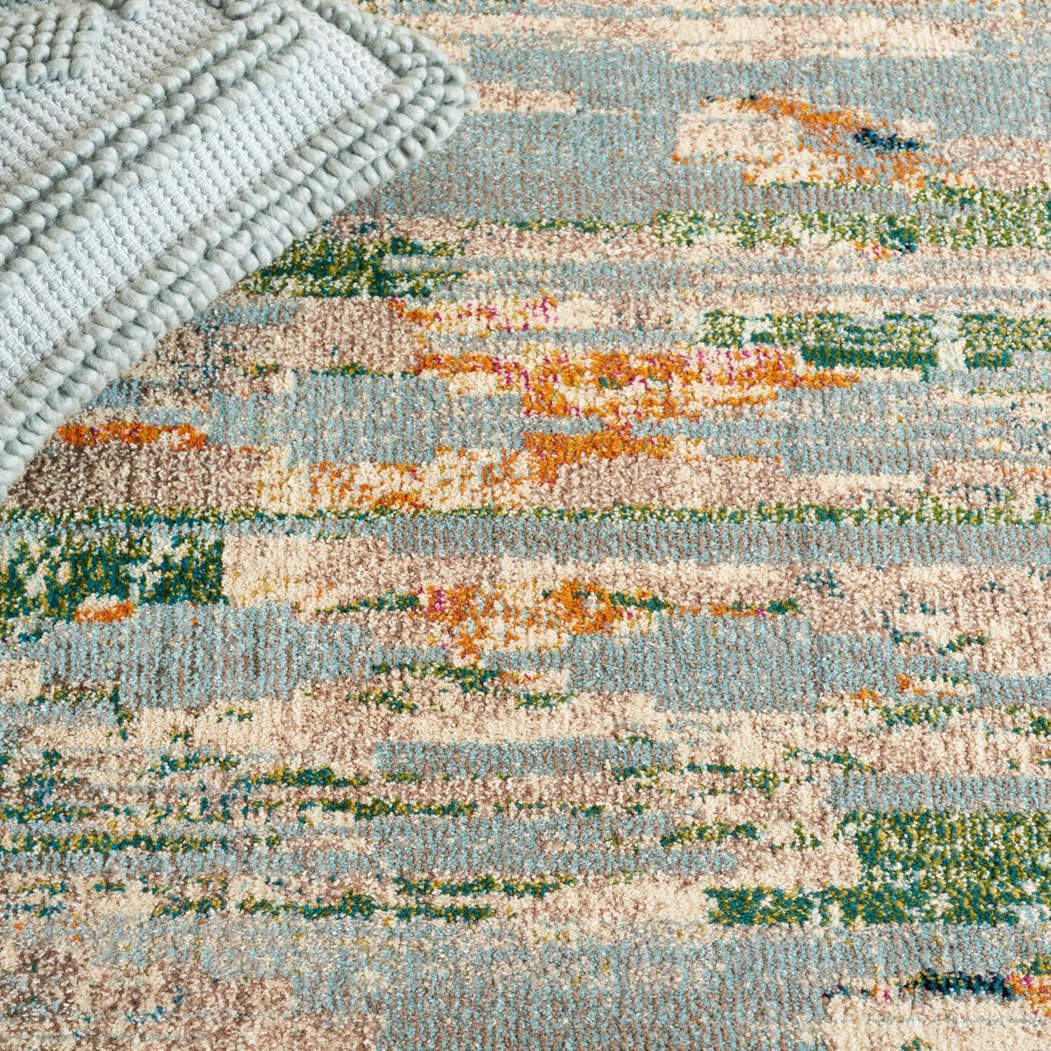 image:imageSAFAVIEH Madison Collection Area Rug 53 x 76 Grey amp Turquoise Boho Abstract Distressed Design NonShedding amp Easy Care Ideal for High Traffic Areas in Living Room Bedroom MAD419FGreenBlue