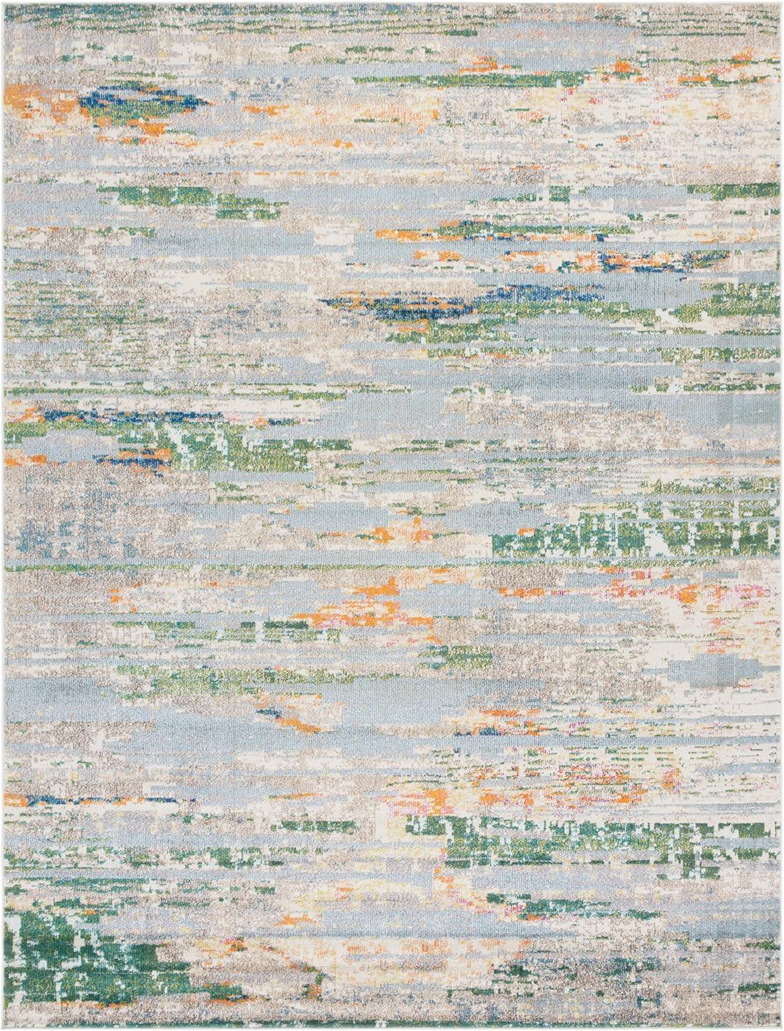 image:imageSAFAVIEH Madison Collection Area Rug 53 x 76 Grey amp Turquoise Boho Abstract Distressed Design NonShedding amp Easy Care Ideal for High Traffic Areas in Living Room Bedroom MAD419FGreenBlue
