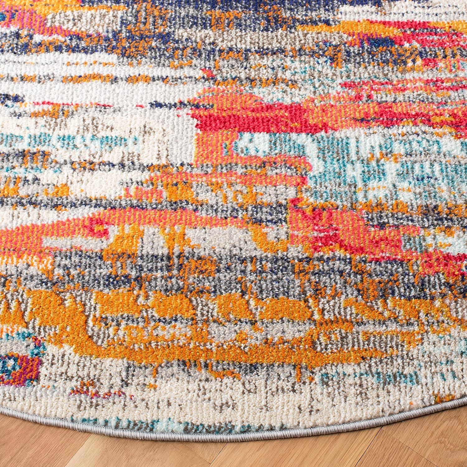image:imageSAFAVIEH Madison Collection Area Rug 53 x 76 Grey amp Turquoise Boho Abstract Distressed Design NonShedding amp Easy Care Ideal for High Traffic Areas in Living Room Bedroom MAD419FIvoryMulti