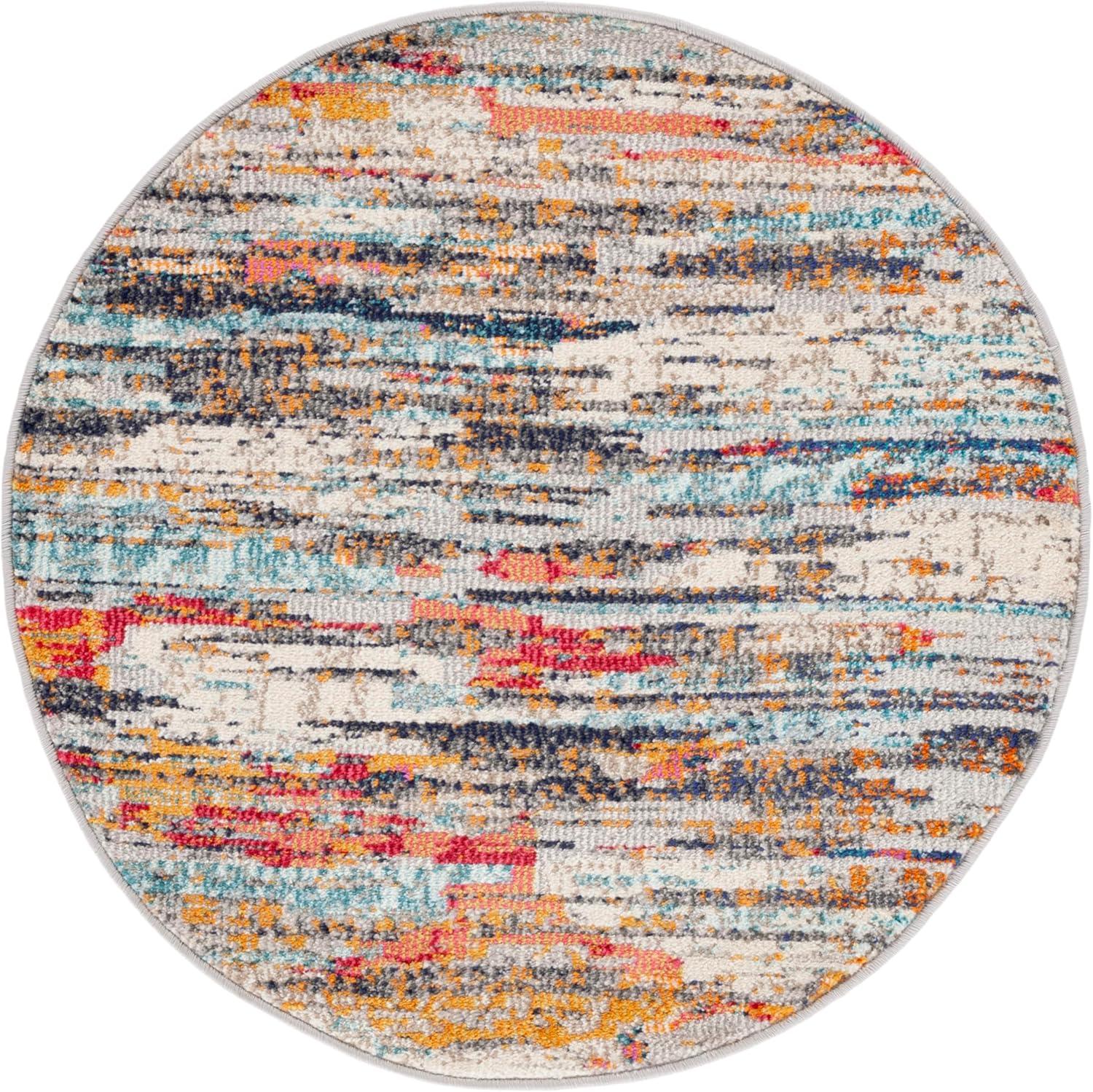 image:imageSAFAVIEH Madison Collection Area Rug 53 x 76 Grey amp Turquoise Boho Abstract Distressed Design NonShedding amp Easy Care Ideal for High Traffic Areas in Living Room Bedroom MAD419FIvoryMulti
