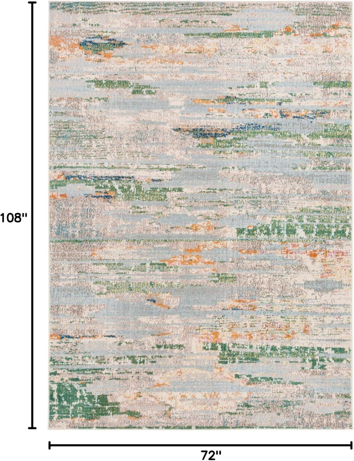 image:imageSAFAVIEH Madison Collection Area Rug 53 x 76 Grey amp Turquoise Boho Abstract Distressed Design NonShedding amp Easy Care Ideal for High Traffic Areas in Living Room Bedroom MAD419FGreenBlue