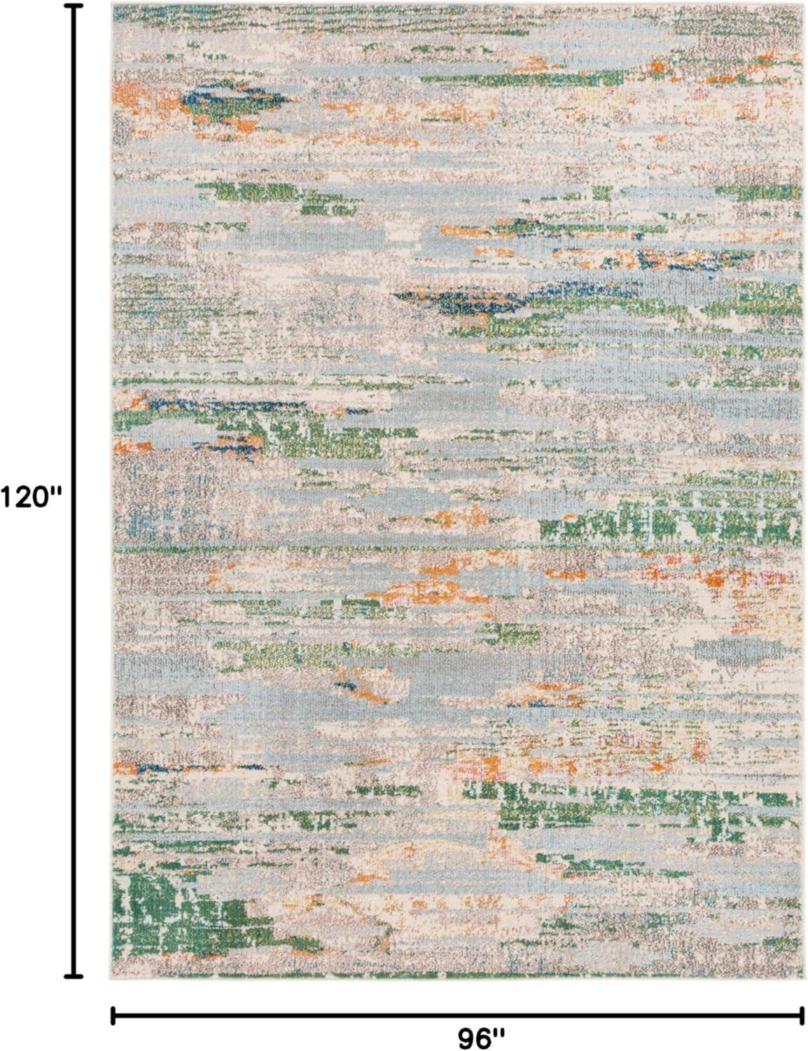 image:imageSAFAVIEH Madison Collection Area Rug 53 x 76 Grey amp Turquoise Boho Abstract Distressed Design NonShedding amp Easy Care Ideal for High Traffic Areas in Living Room Bedroom MAD419FGreenBlue
