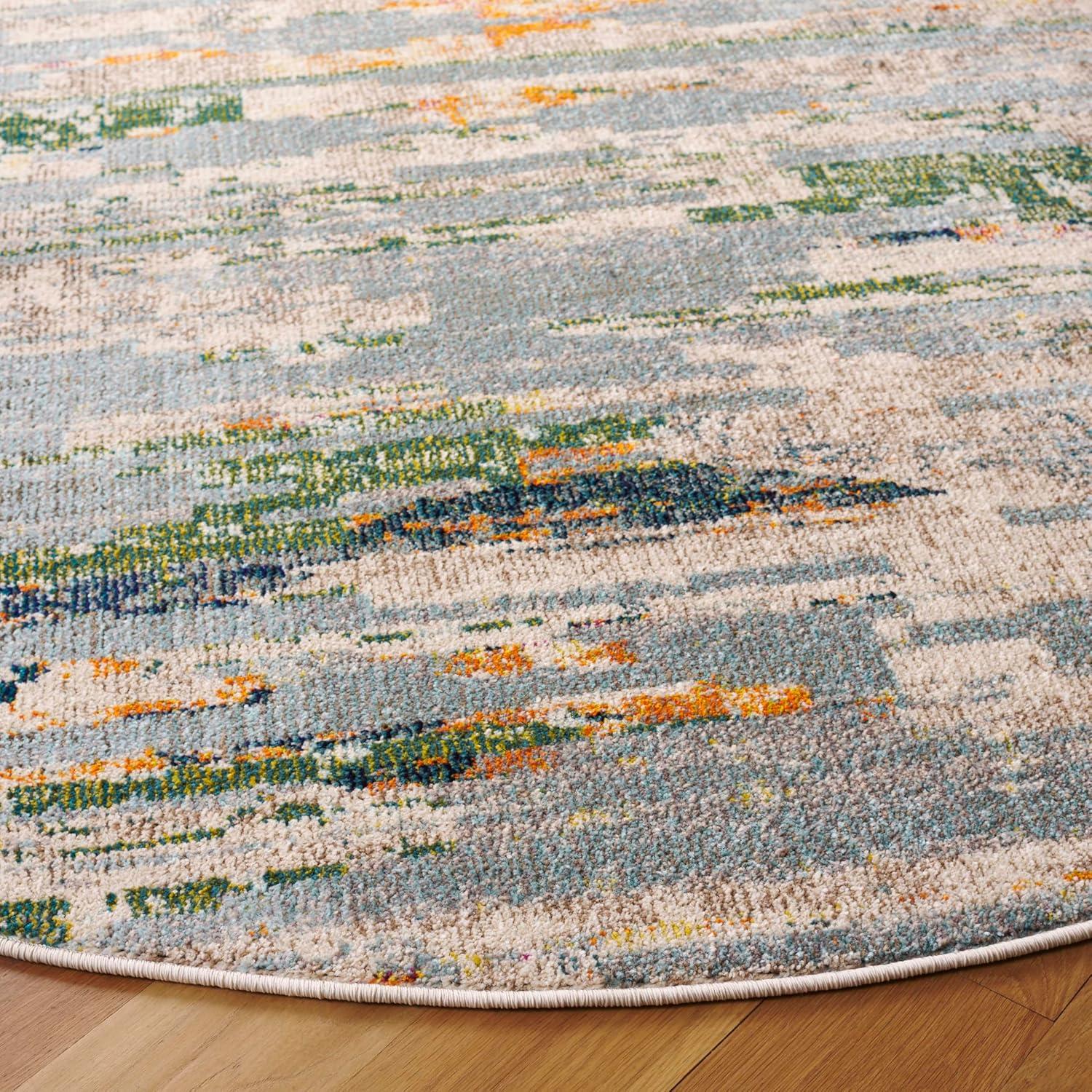 image:imageSAFAVIEH Madison Collection Area Rug 53 x 76 Grey amp Turquoise Boho Abstract Distressed Design NonShedding amp Easy Care Ideal for High Traffic Areas in Living Room Bedroom MAD419FGreenBlue