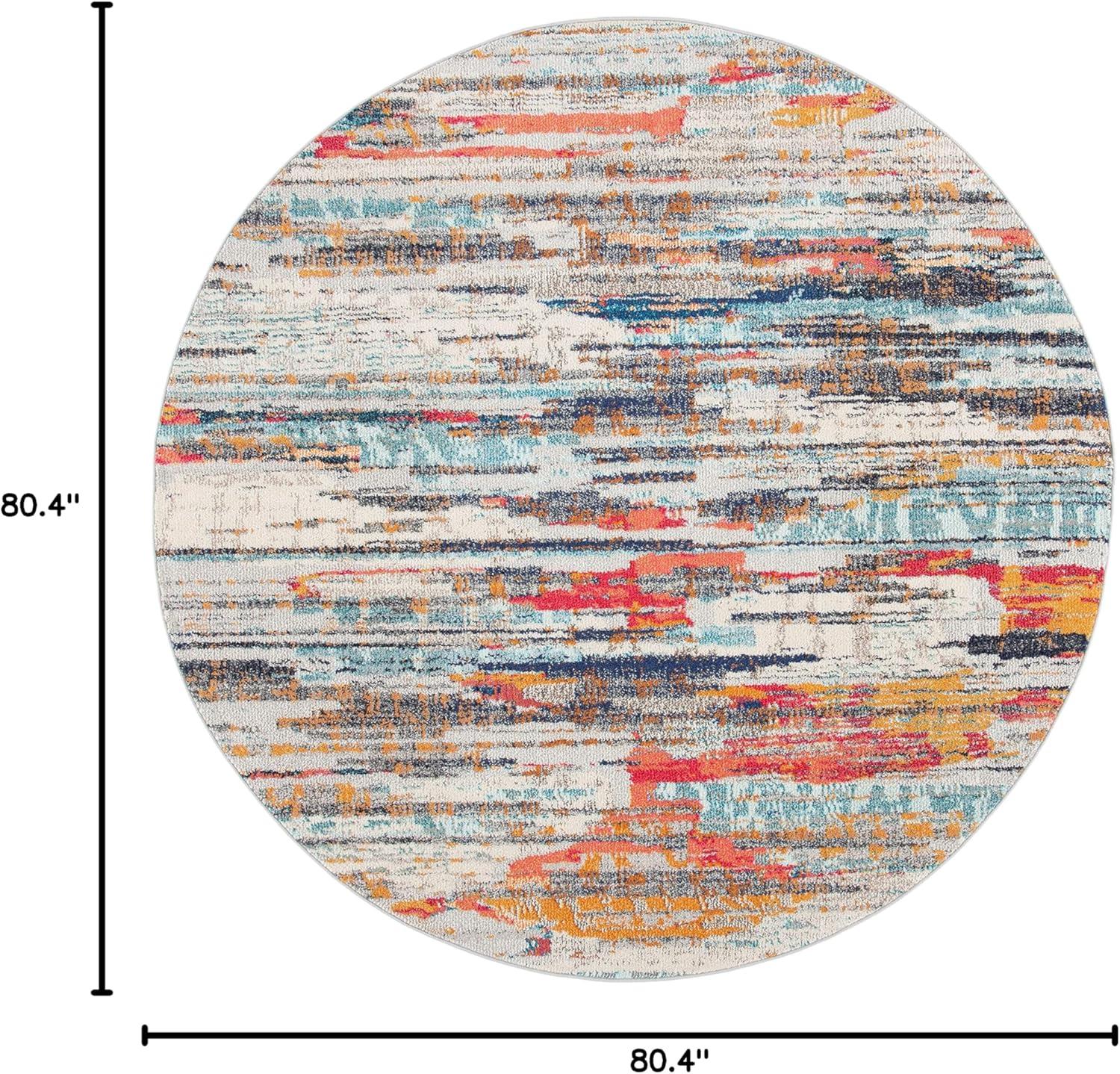 image:imageSAFAVIEH Madison Collection Area Rug 53 x 76 Grey amp Turquoise Boho Abstract Distressed Design NonShedding amp Easy Care Ideal for High Traffic Areas in Living Room Bedroom MAD419FIvoryMulti