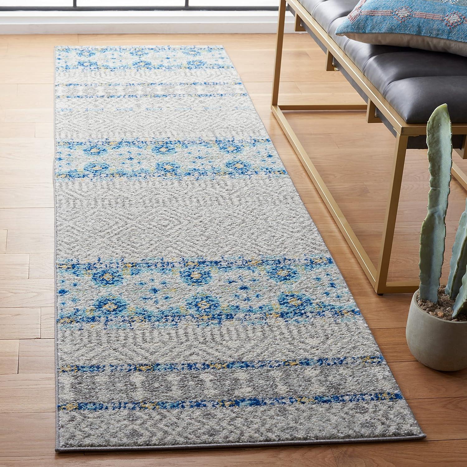 image:imageSAFAVIEH Madison Collection Area Rug 53 x 76 Grey amp Turquoise Boho Chic Design NonShedding amp Easy Care Ideal for High Traffic Areas in Living Room Bedroom MAD797GGreyTurquoise