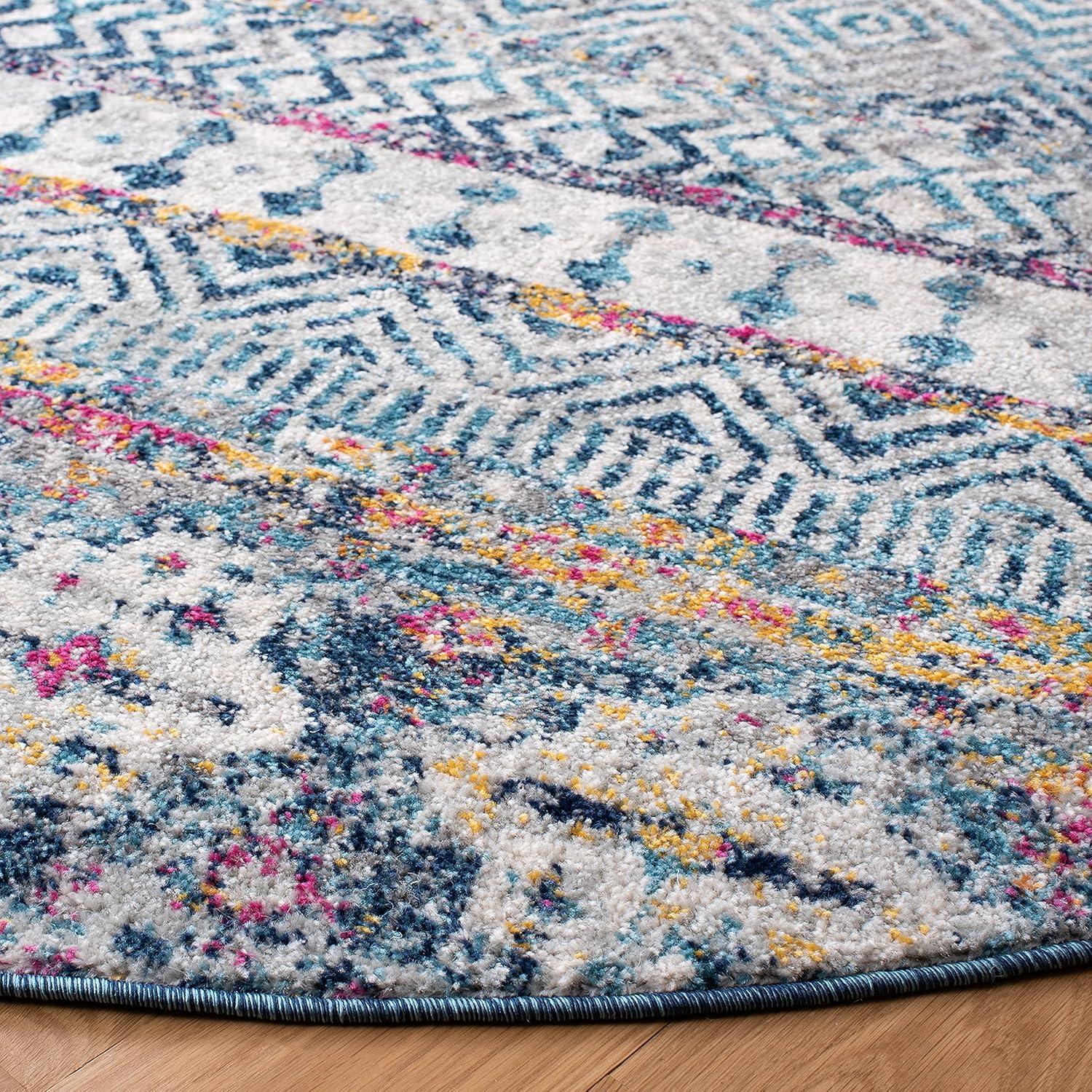 image:imageSAFAVIEH Madison Collection Area Rug 53 x 76 Grey amp Turquoise Boho Chic Design NonShedding amp Easy Care Ideal for High Traffic Areas in Living Room Bedroom MAD797GDenim BluePurple