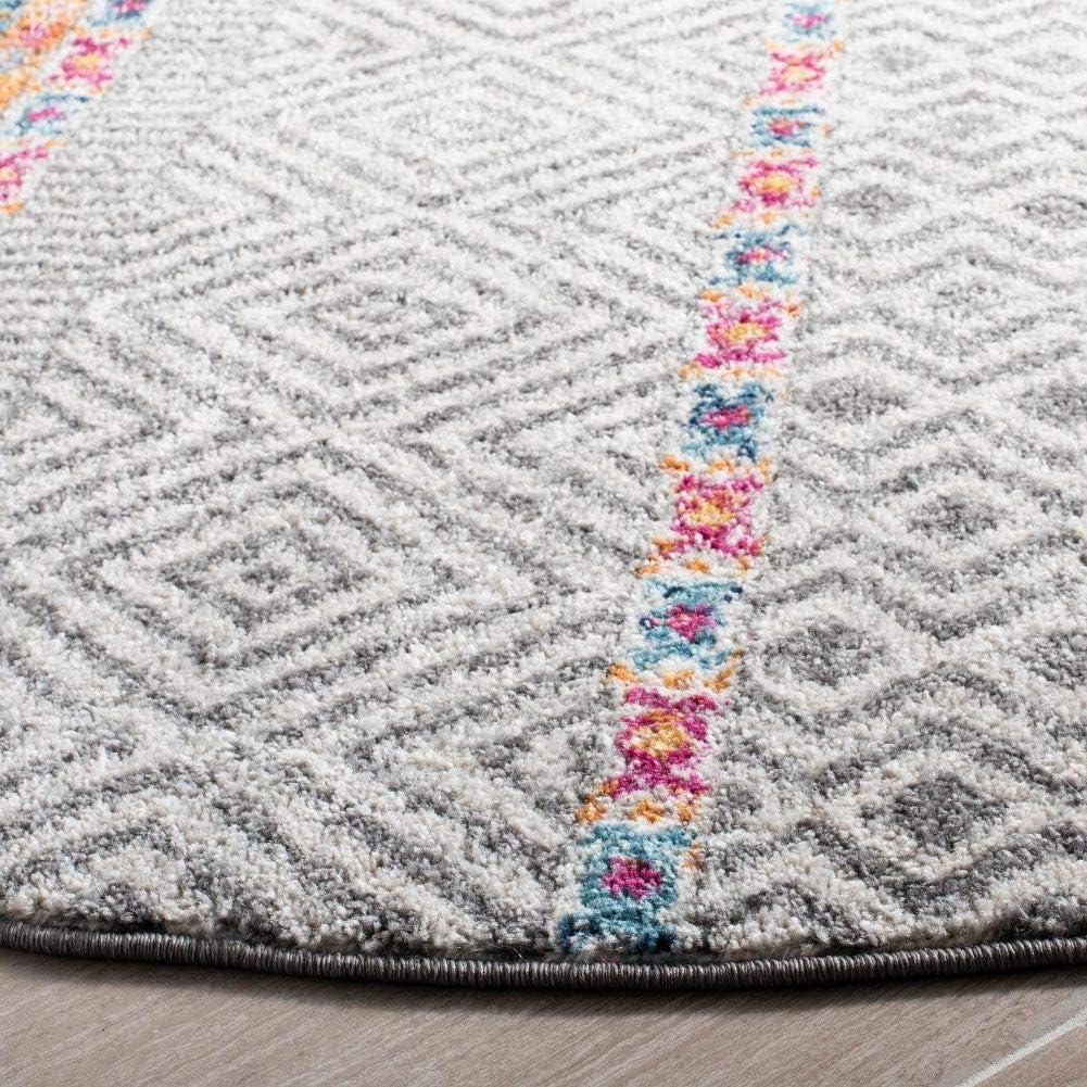image:imageSAFAVIEH Madison Collection Area Rug 53 x 76 Grey amp Turquoise Boho Chic Design NonShedding amp Easy Care Ideal for High Traffic Areas in Living Room Bedroom MAD797GGreyIvory