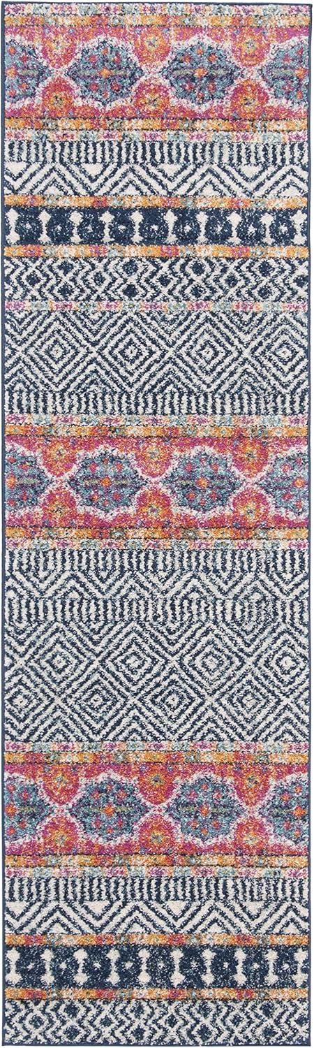 image:imageSAFAVIEH Madison Collection Area Rug 53 x 76 Grey amp Turquoise Boho Chic Design NonShedding amp Easy Care Ideal for High Traffic Areas in Living Room Bedroom MAD797GNavyIvory