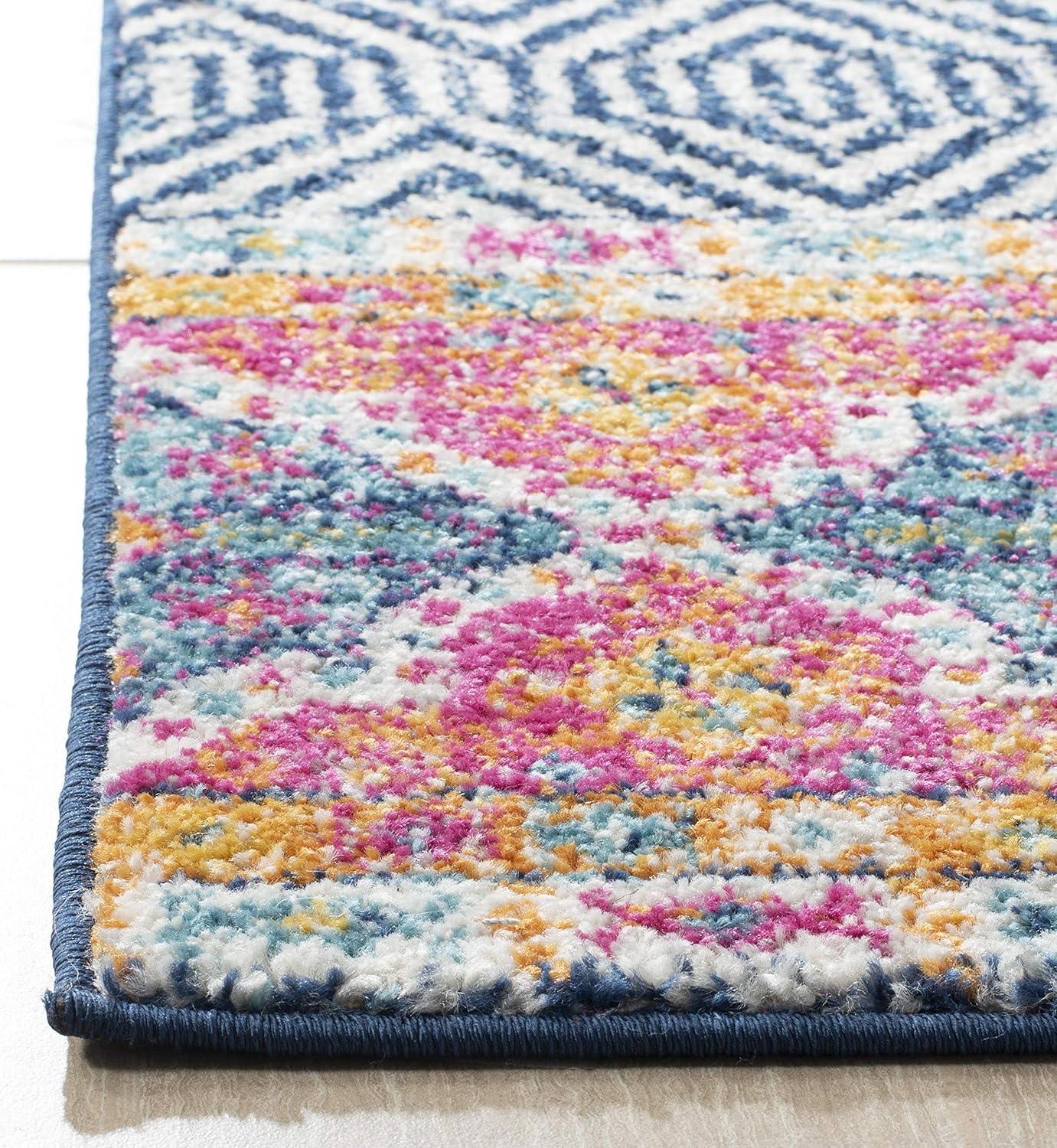 image:imageSAFAVIEH Madison Collection Area Rug 53 x 76 Grey amp Turquoise Boho Chic Design NonShedding amp Easy Care Ideal for High Traffic Areas in Living Room Bedroom MAD797GNavyIvory