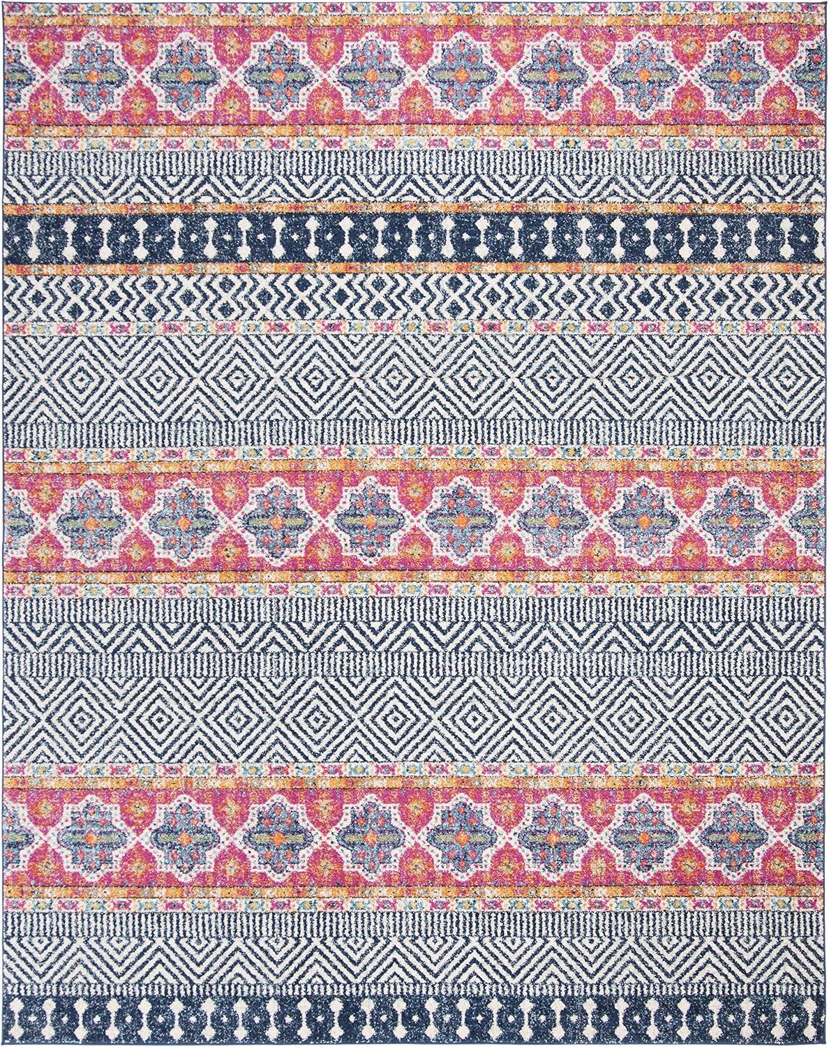 image:imageSAFAVIEH Madison Collection Area Rug 53 x 76 Grey amp Turquoise Boho Chic Design NonShedding amp Easy Care Ideal for High Traffic Areas in Living Room Bedroom MAD797GNavyIvory